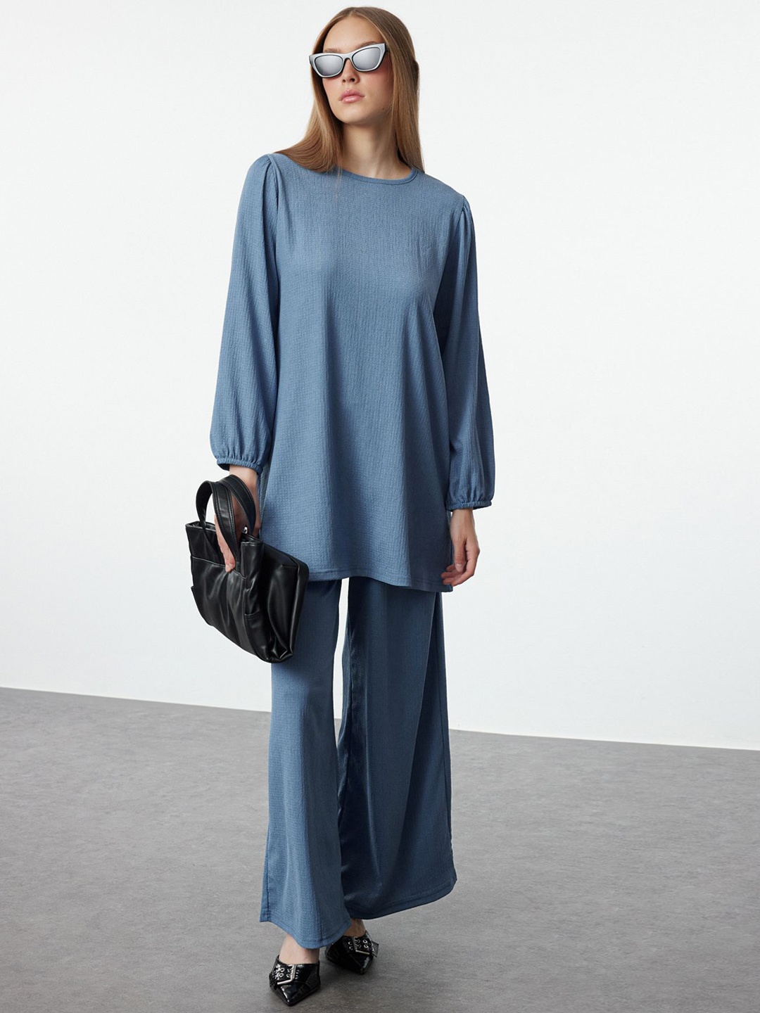 

Trendyol Long Sleeves Top With Palazzos, Blue
