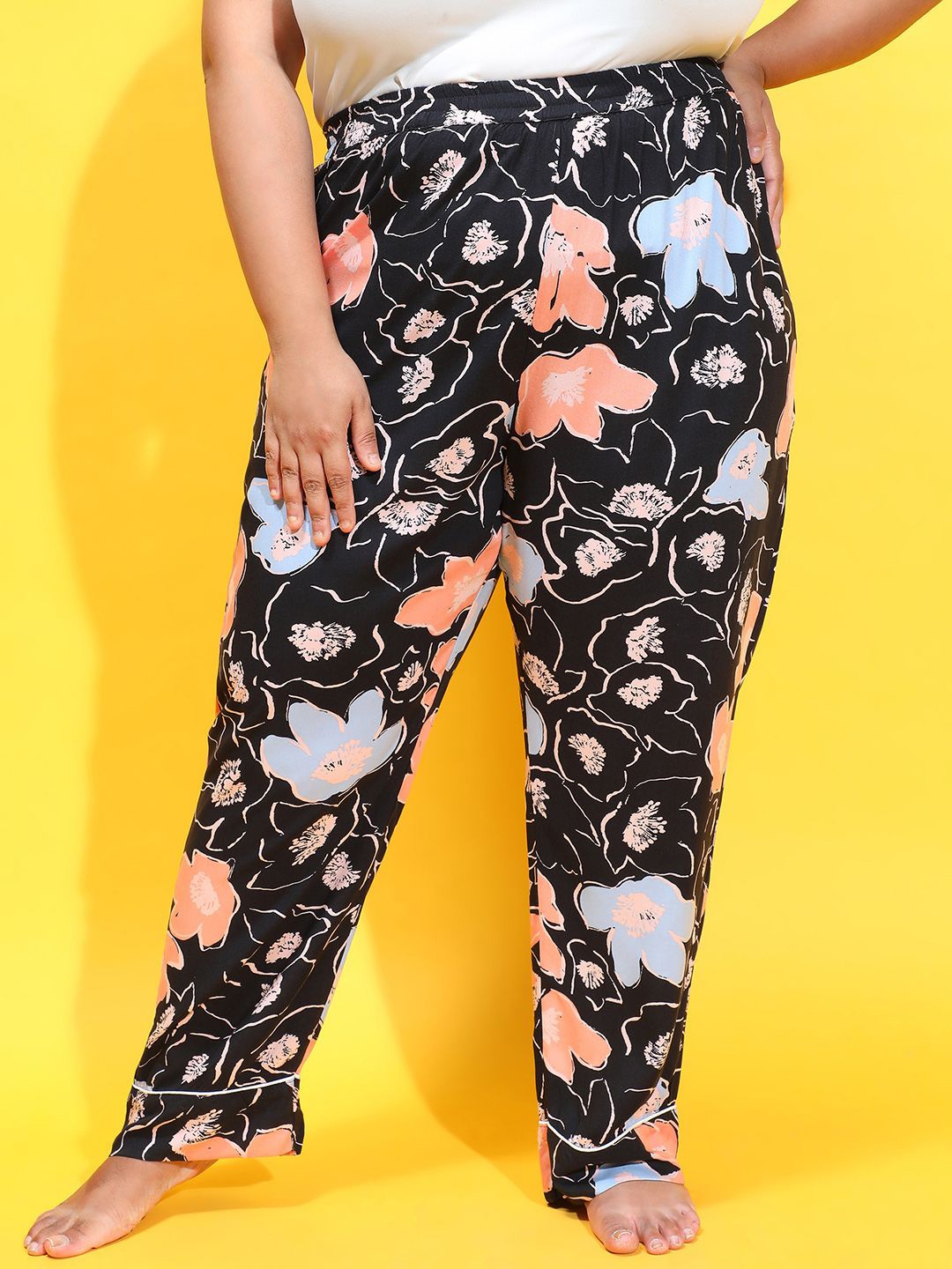 

Oxolloxo Floral Printed Lounge Pant, Black