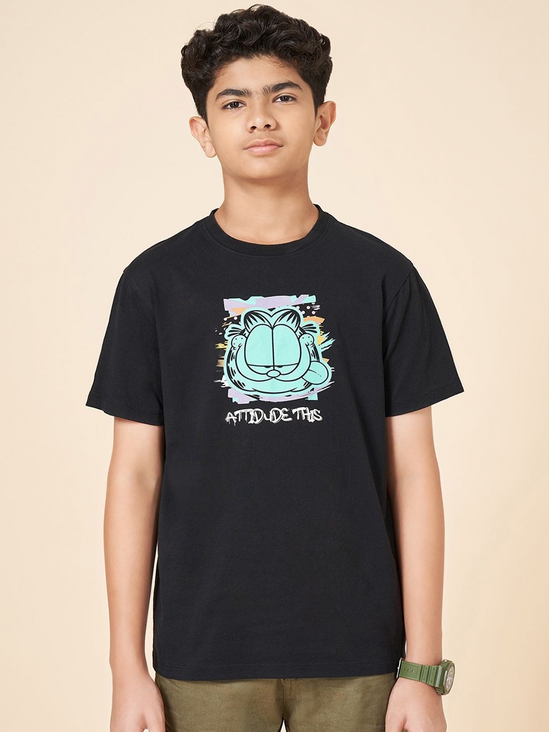 

Coolsters by Pantaloons Boys Printed Applique T-shirt, Black