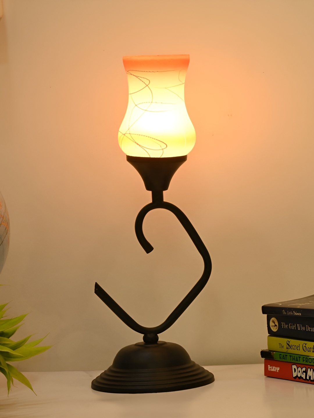 

Afast White Colourblocked Glass Contemporary Table Lamp With Adjustable Cord