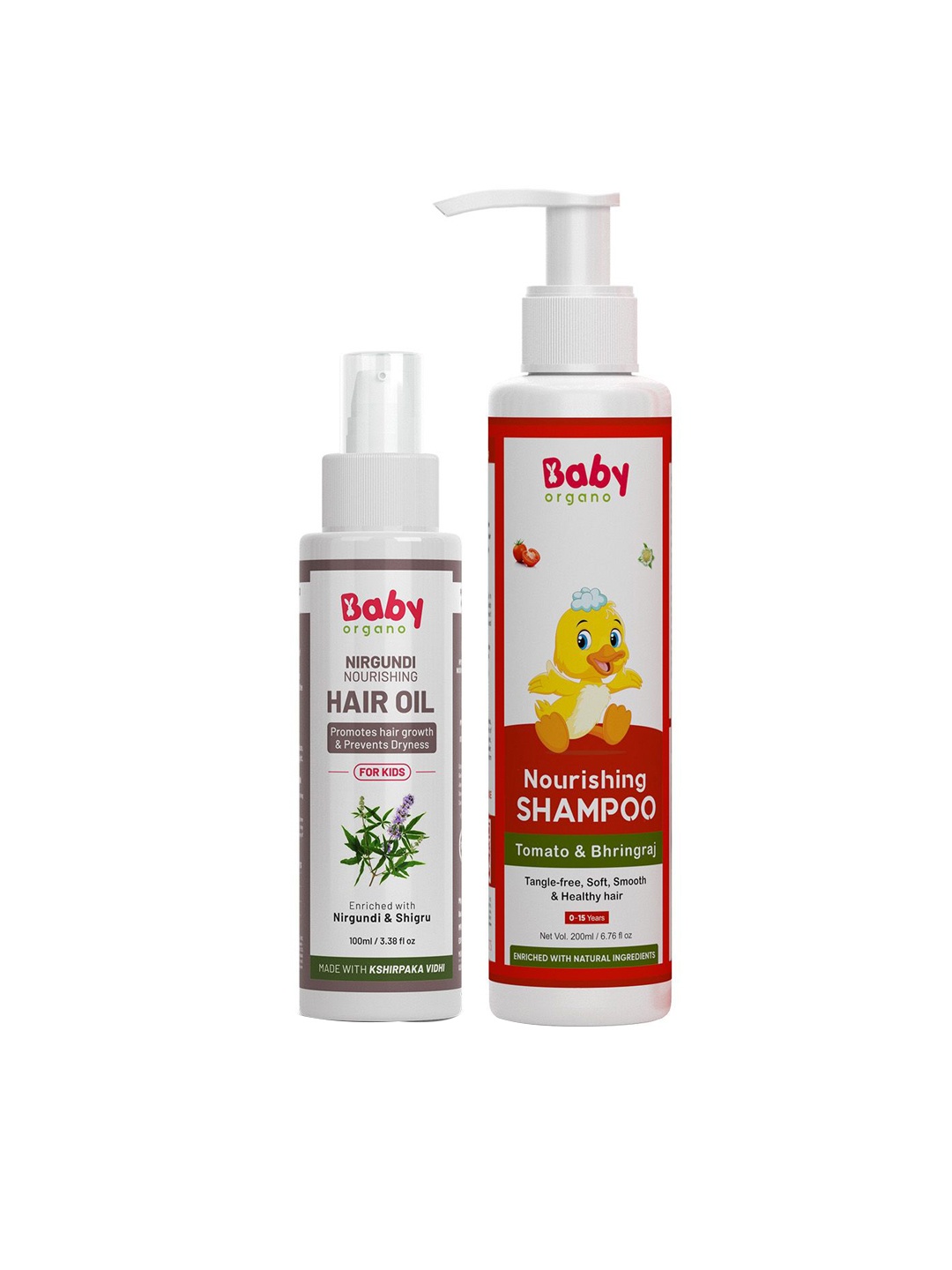 

BABYORGANO Tomatino Baby Shampoo 200ml With Hair Oil 100ml, White