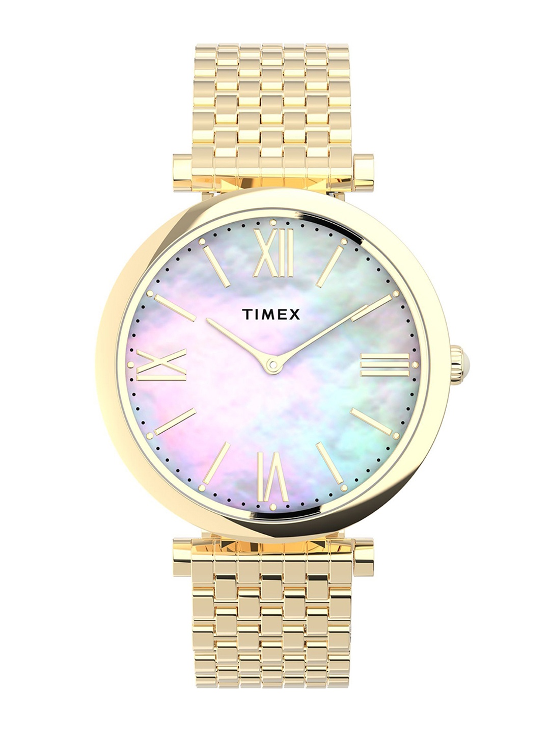 

Timex Women Brass Mother of Pearl Dial & Stainless Steel Straps Analogue Watch TW2T79100UJ, Multi