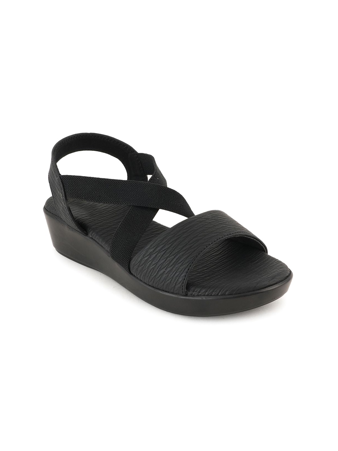 

Style Shoes Textured Wedge Sandals, Black