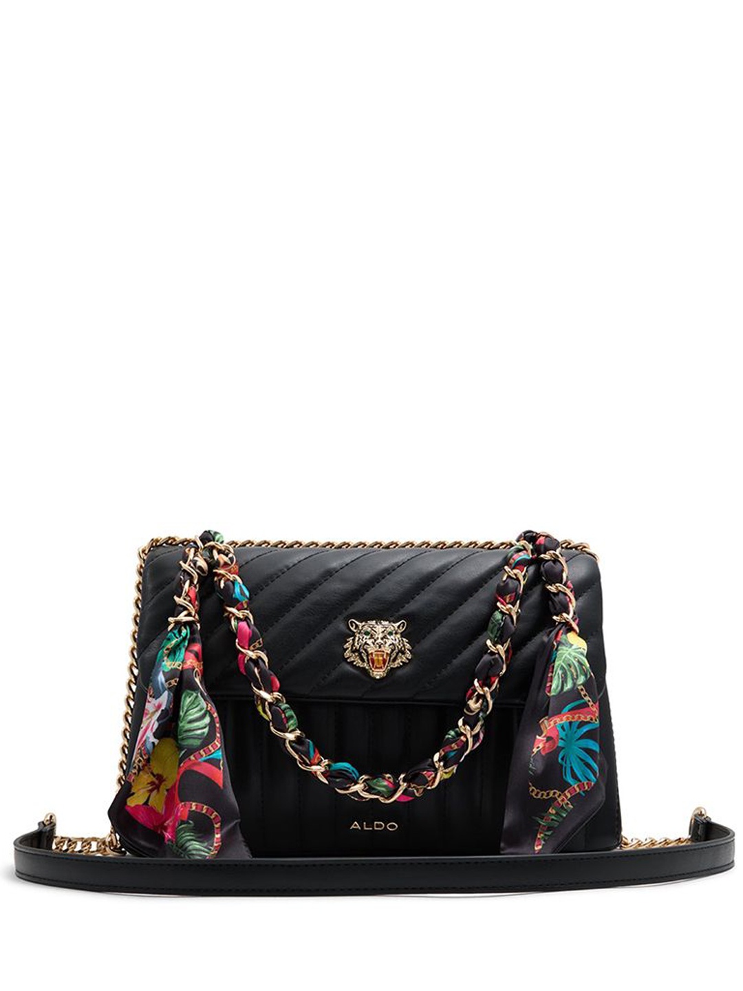 

ALDO Ethnic Motifs Structured Handheld Bag, Black