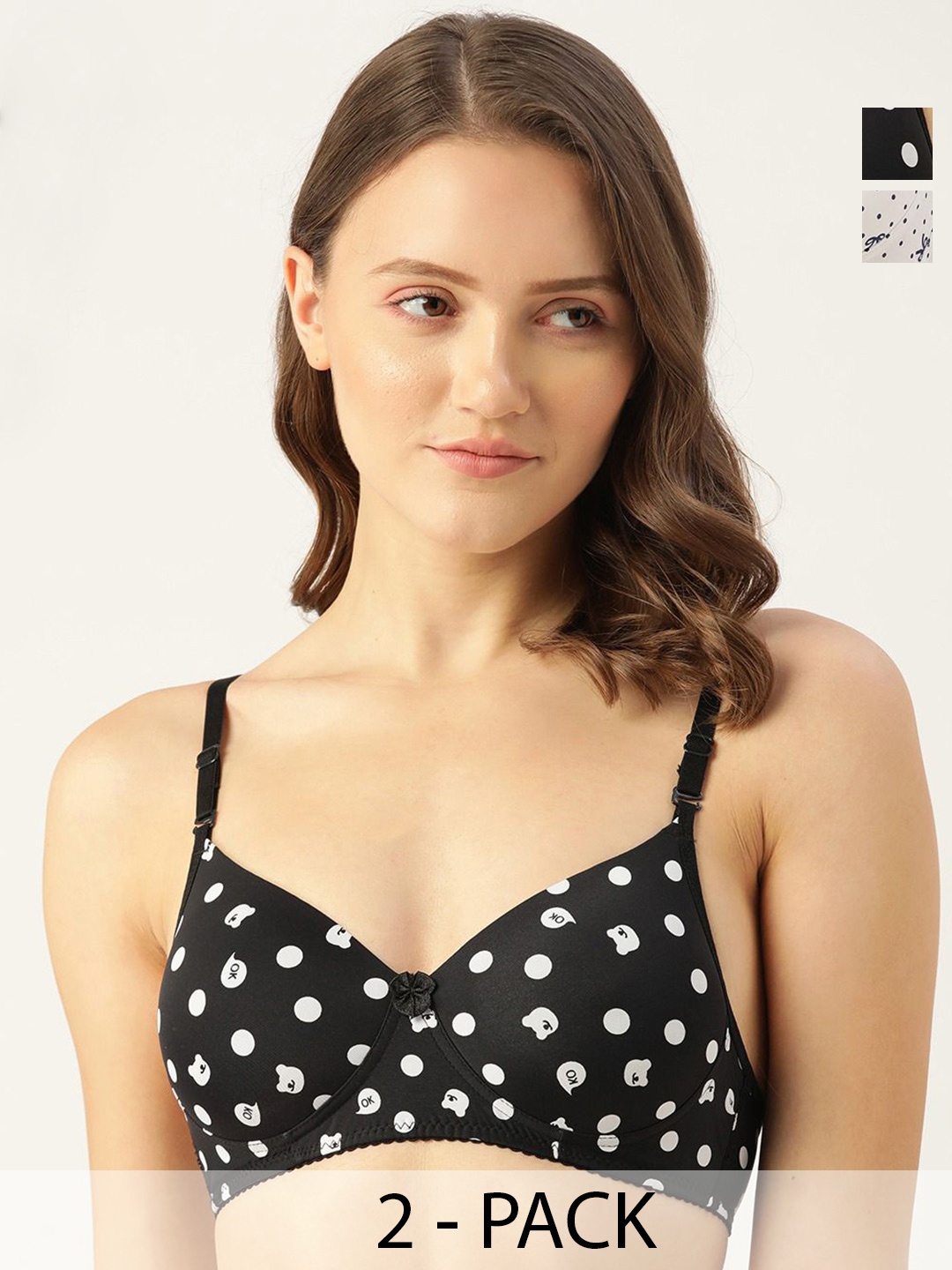 

Lady Lyka Geometric Bra Medium Coverage Lightly Padded, Black