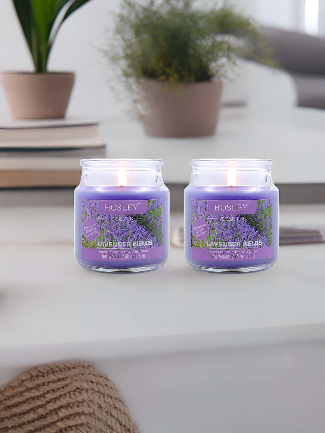 

HOSLEY Purple 2 Pieces Lavender Fields Scented Jar Candle