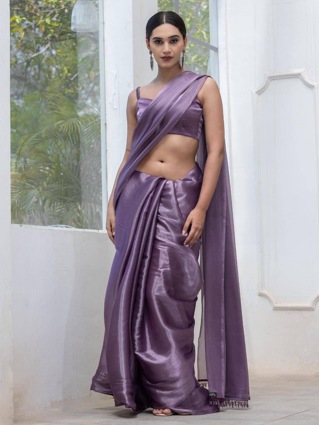 

Swtantra Solid Poly Chiffon Saree, Mauve