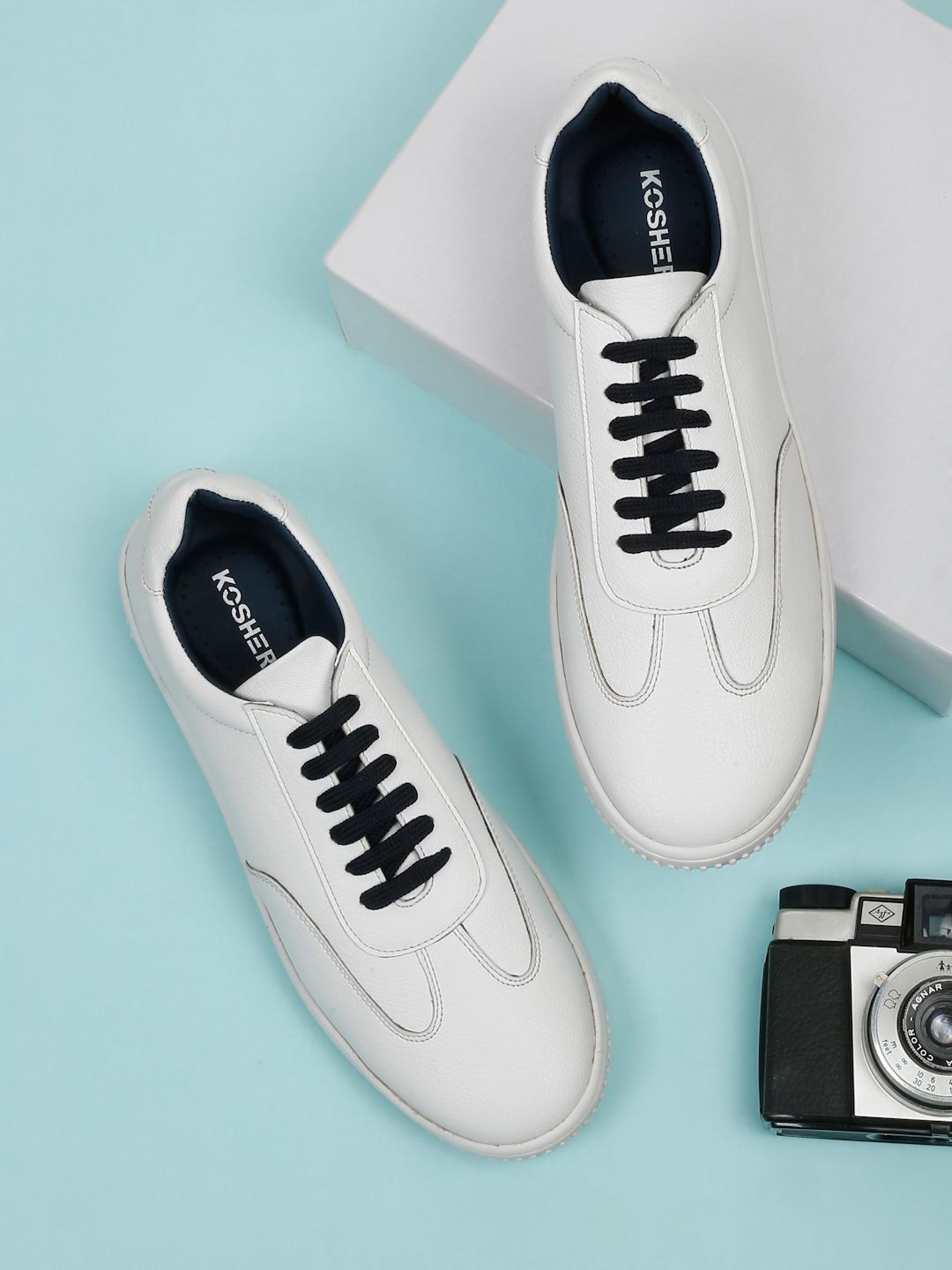 

Kosher Men White Lace-Up Sneakers Shoes