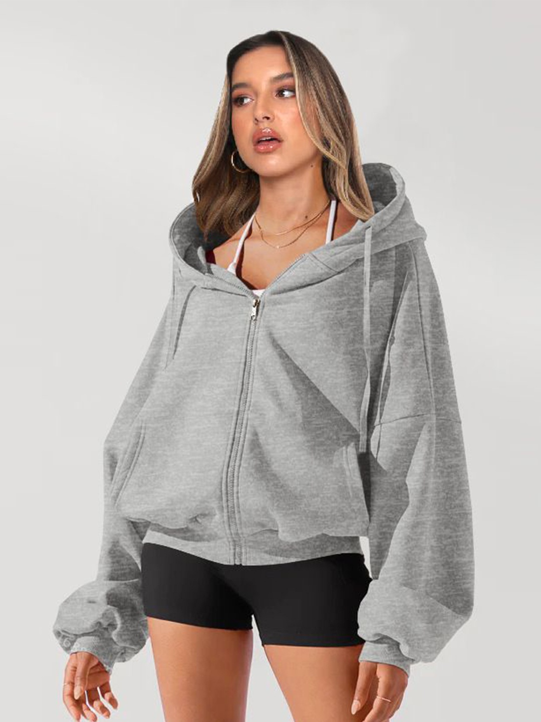 

HERE&NOW Women Printed Sweatshirt, Grey