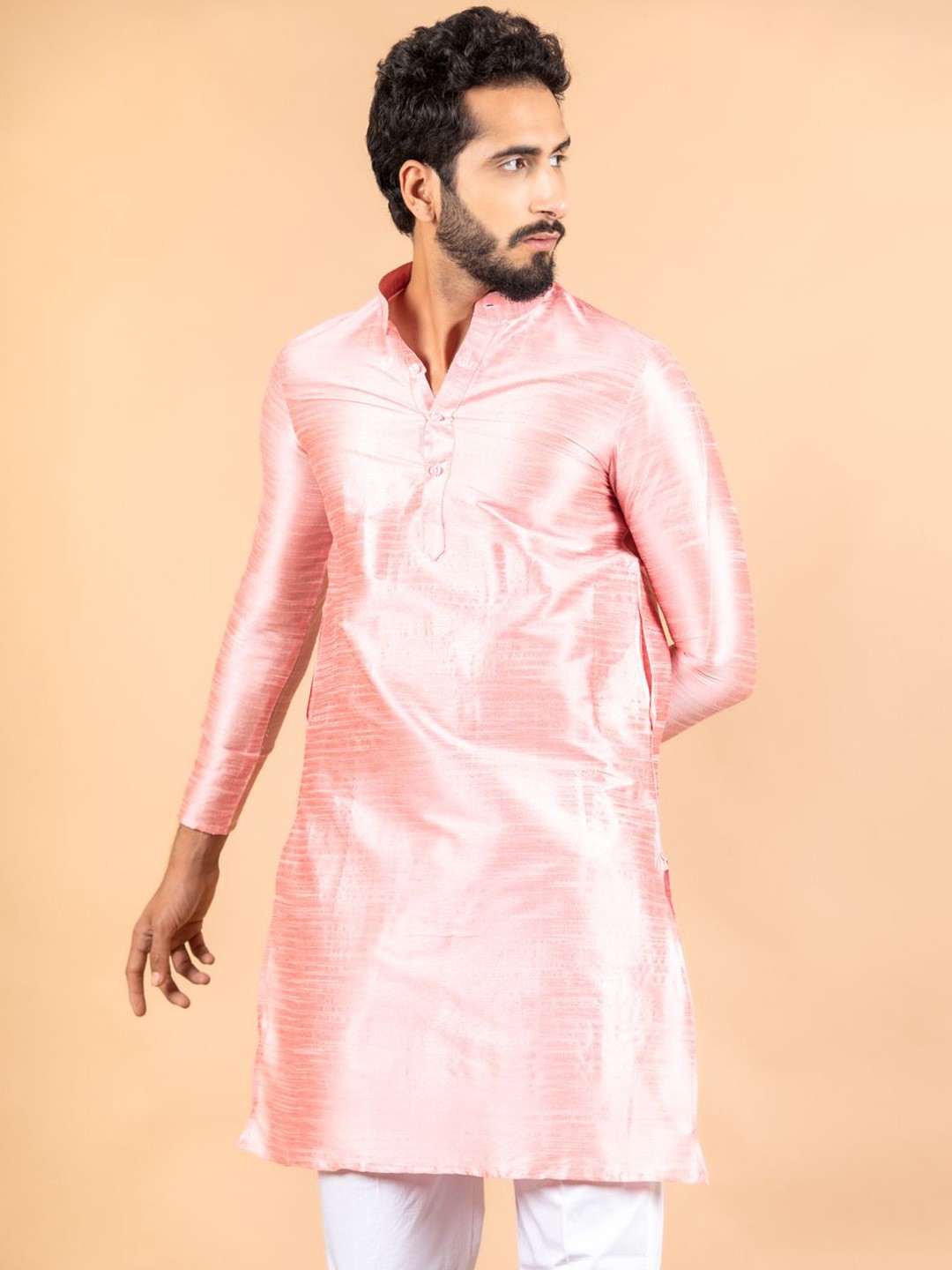 

Tistabene Mandarin Collar Straight Kurta, Pink