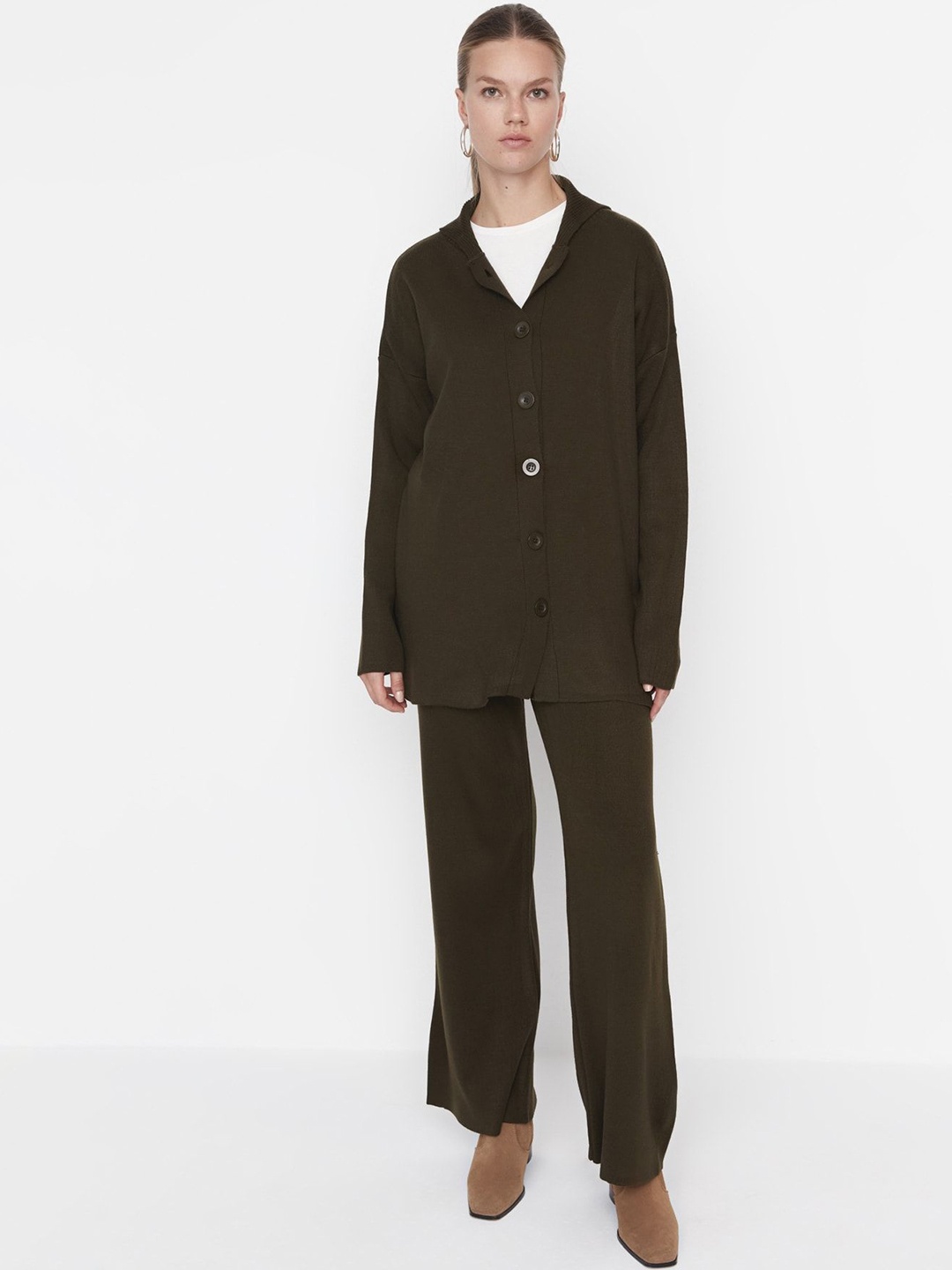 

Trendyol Long Sleeves Acrylic Shirt With Trousers, Green