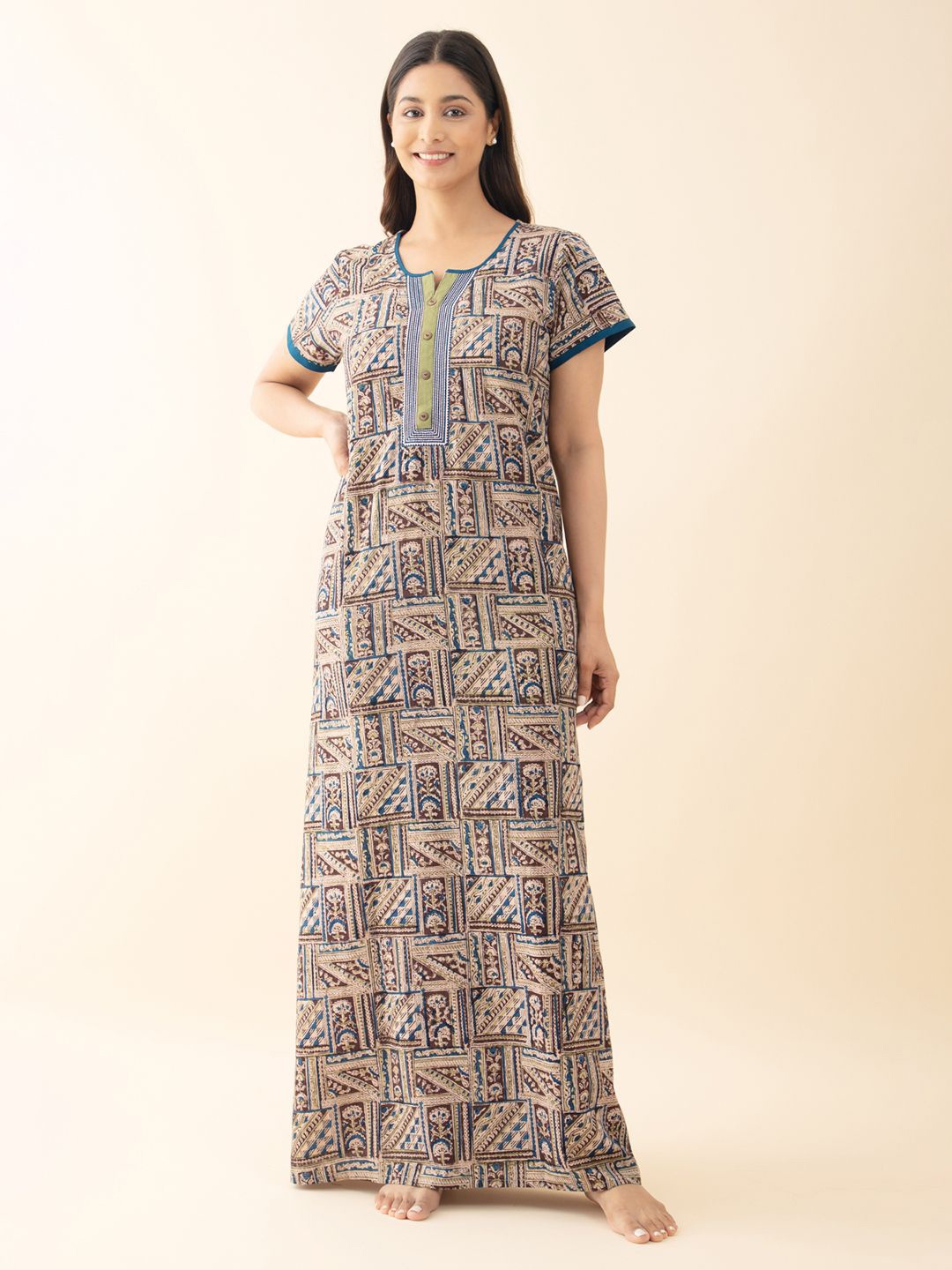 

Maybell Printed Maxi Nightdress, Blue