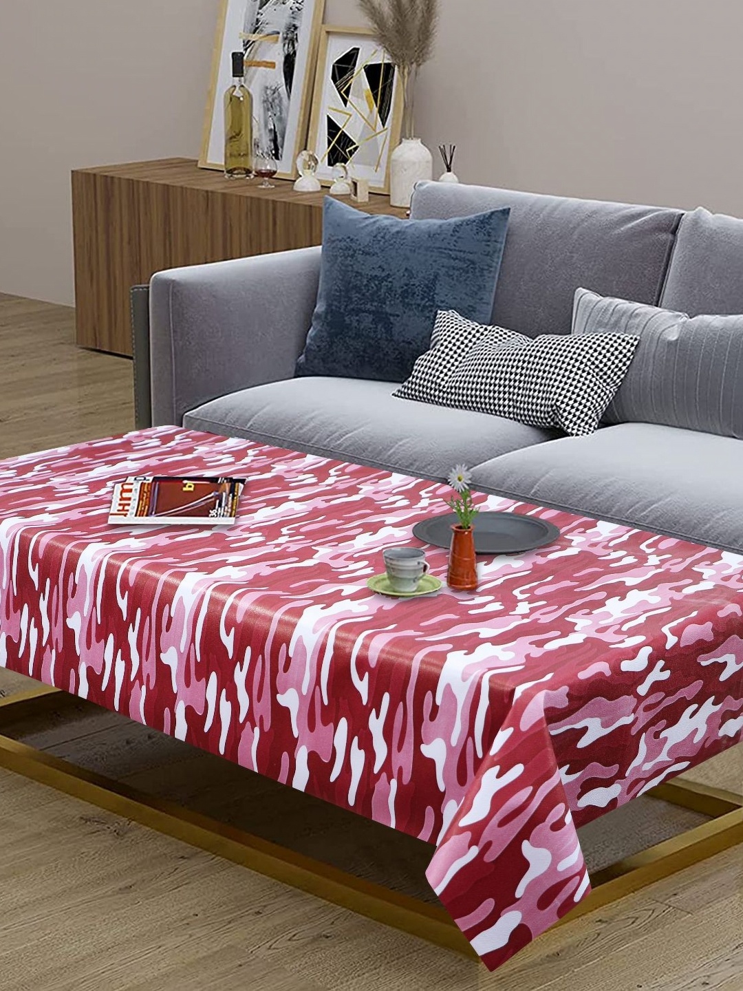 

LooMantha Rust & White Abstarct Printed Waterproof 4-Seater Table Cover