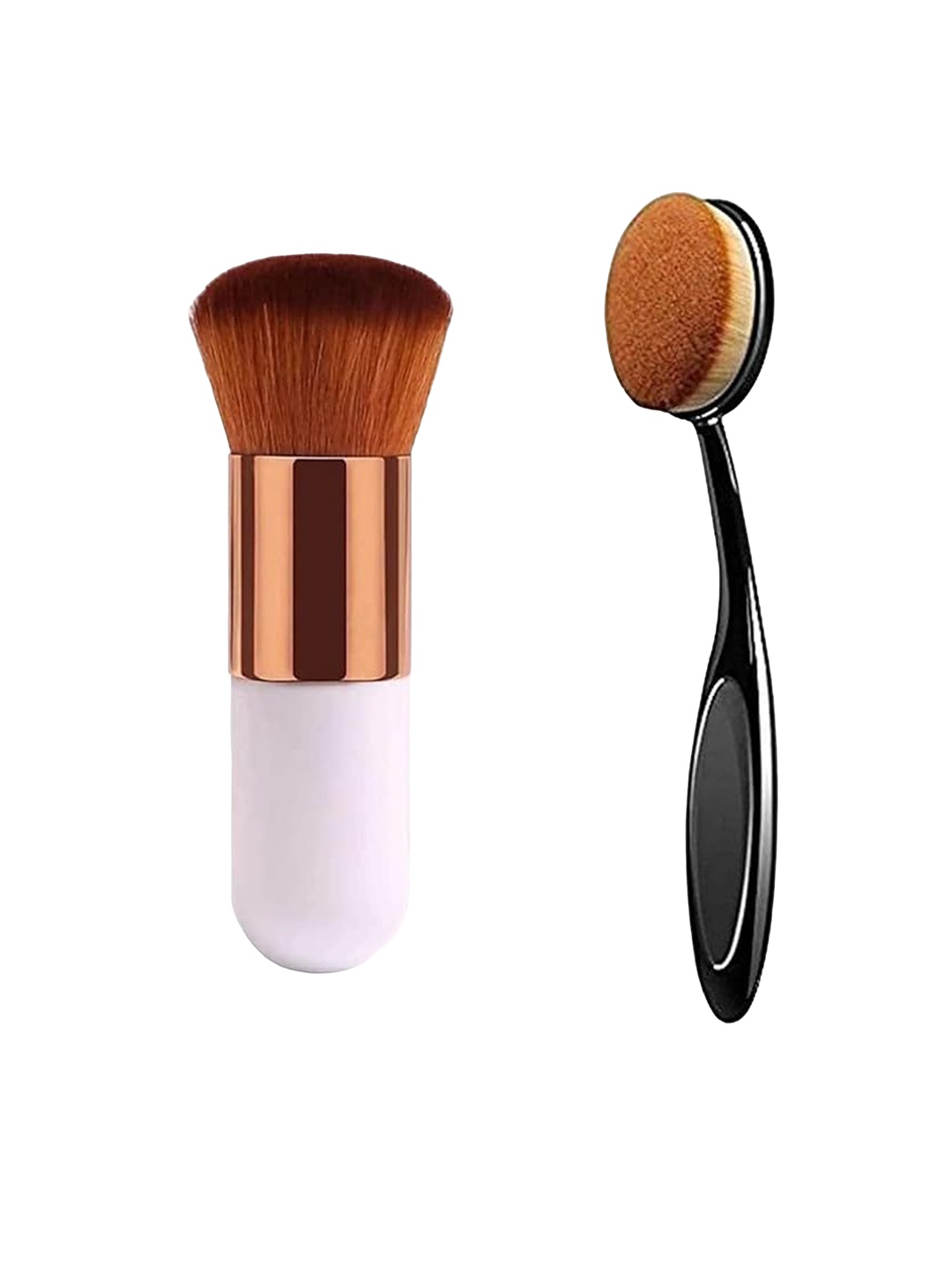 

YELGO Professional Set Of 2 Round Blush & Oval Makeup Brushes, Brown