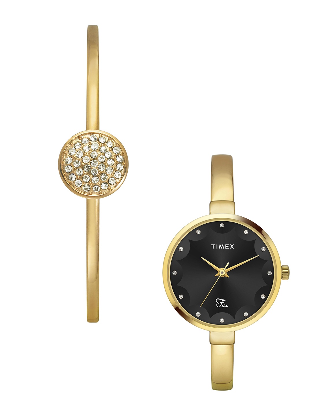 

Timex Women Brass Embellished Dial & Straps Analogue Watch TWEL18501, Black