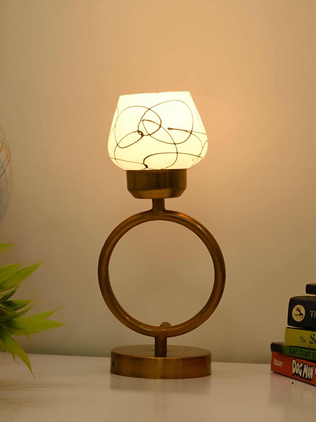 

Afast Black Glass Contemporary Table Lamp With Adjustable Cord, White