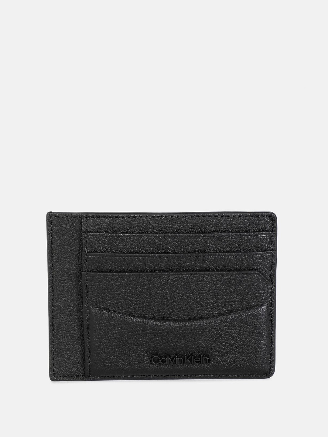 

Calvin Klein Men Zip Detail Leather Card Holder, Black