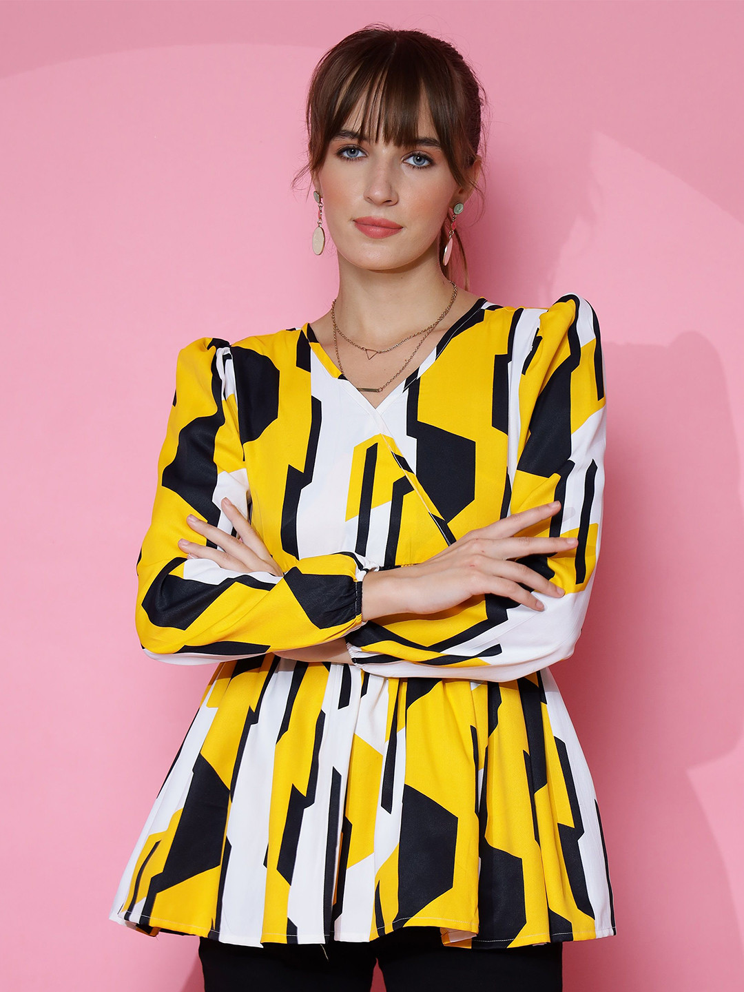 

SHEETAL Associates Print Crepe Top, Yellow