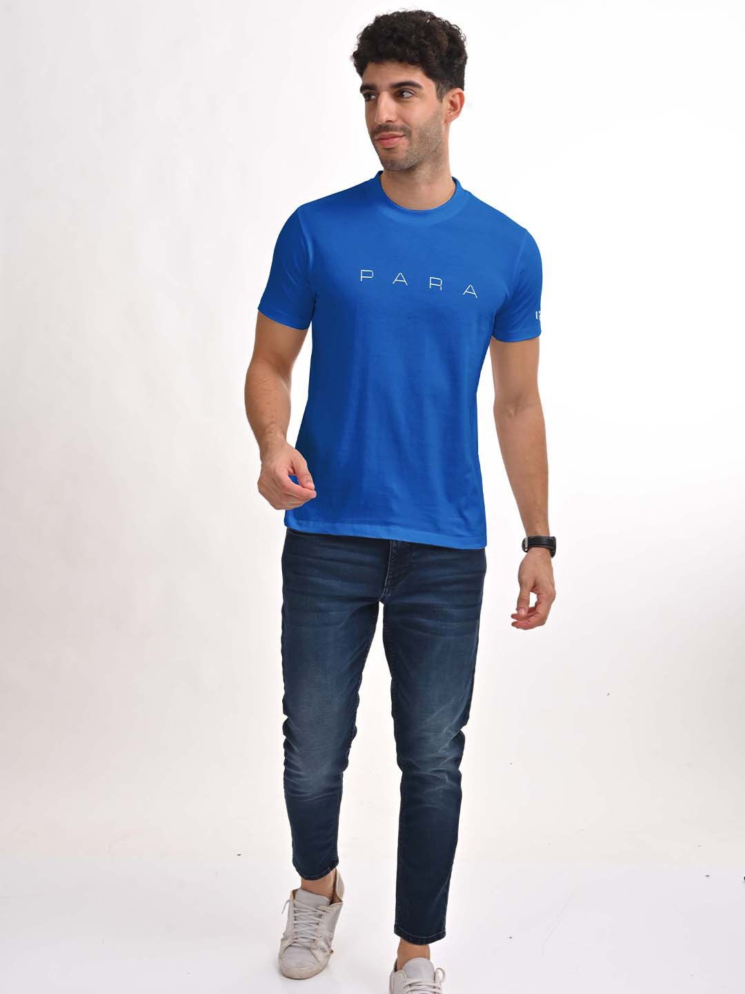 

Aero Armour Unisex Typography Checked Extended Sleeves T-shirt, Blue