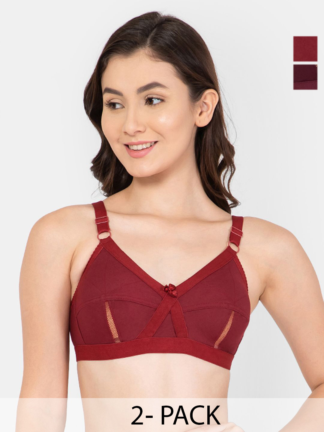 

Lady Lyka Pack Of 2 Solid Medium Coverage PERFECTION-MRN-WHN, Maroon