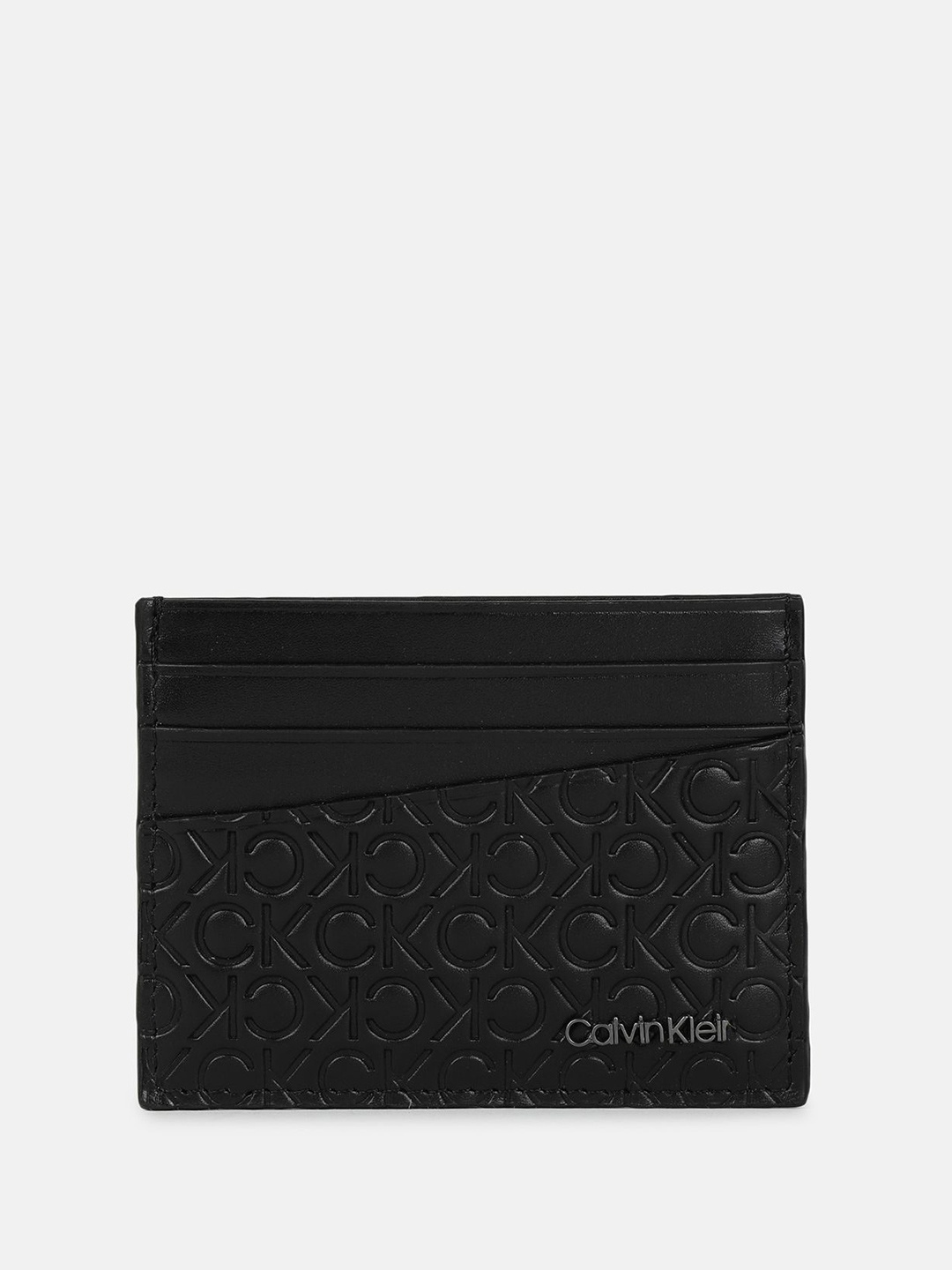 

Calvin Klein Men Abstract Printed Quilted Leather Two Fold Wallet with SIM Card Holder, Black