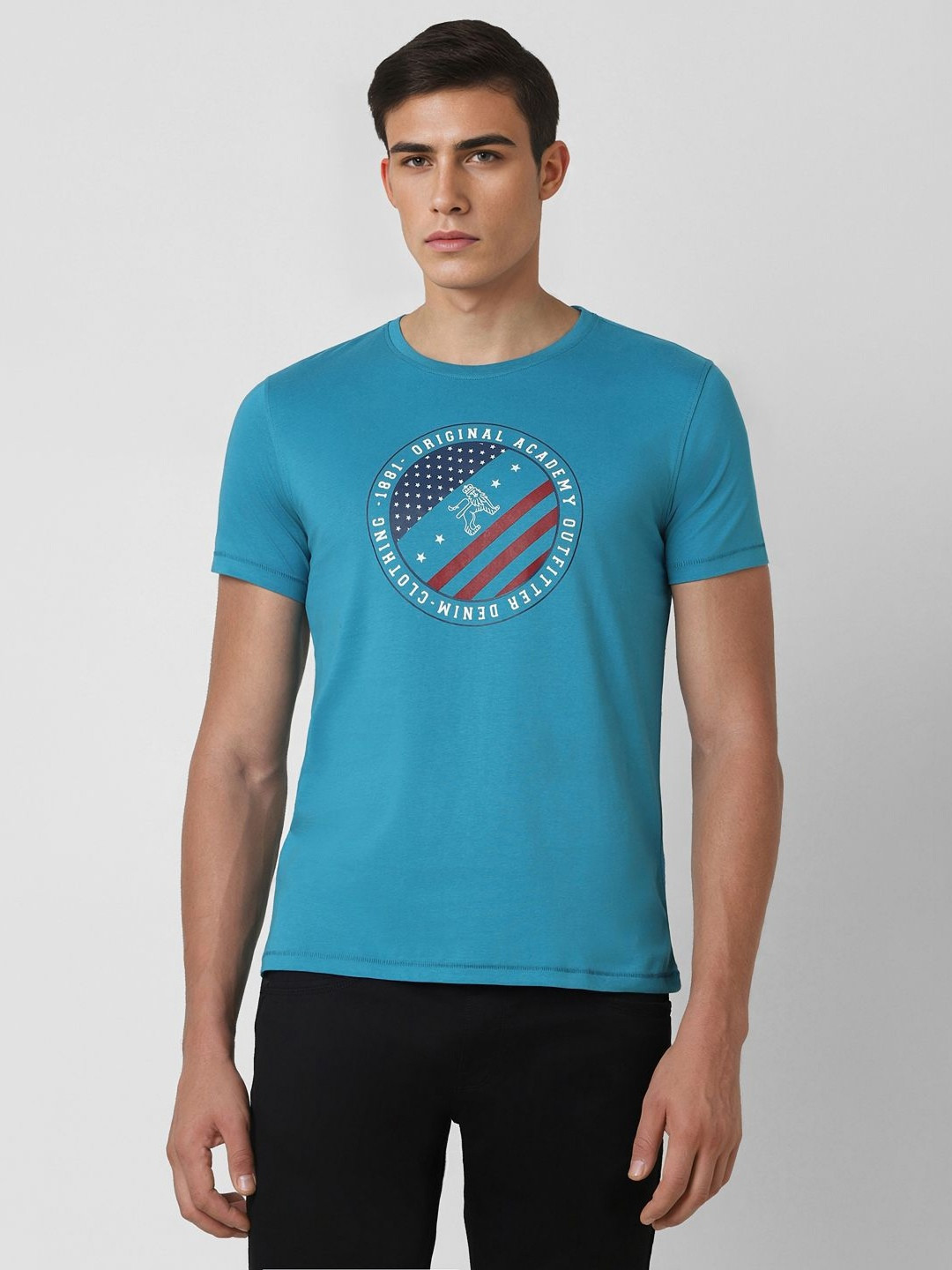 

Van Heusen Men Printed Cut Outs T-shirt, Blue