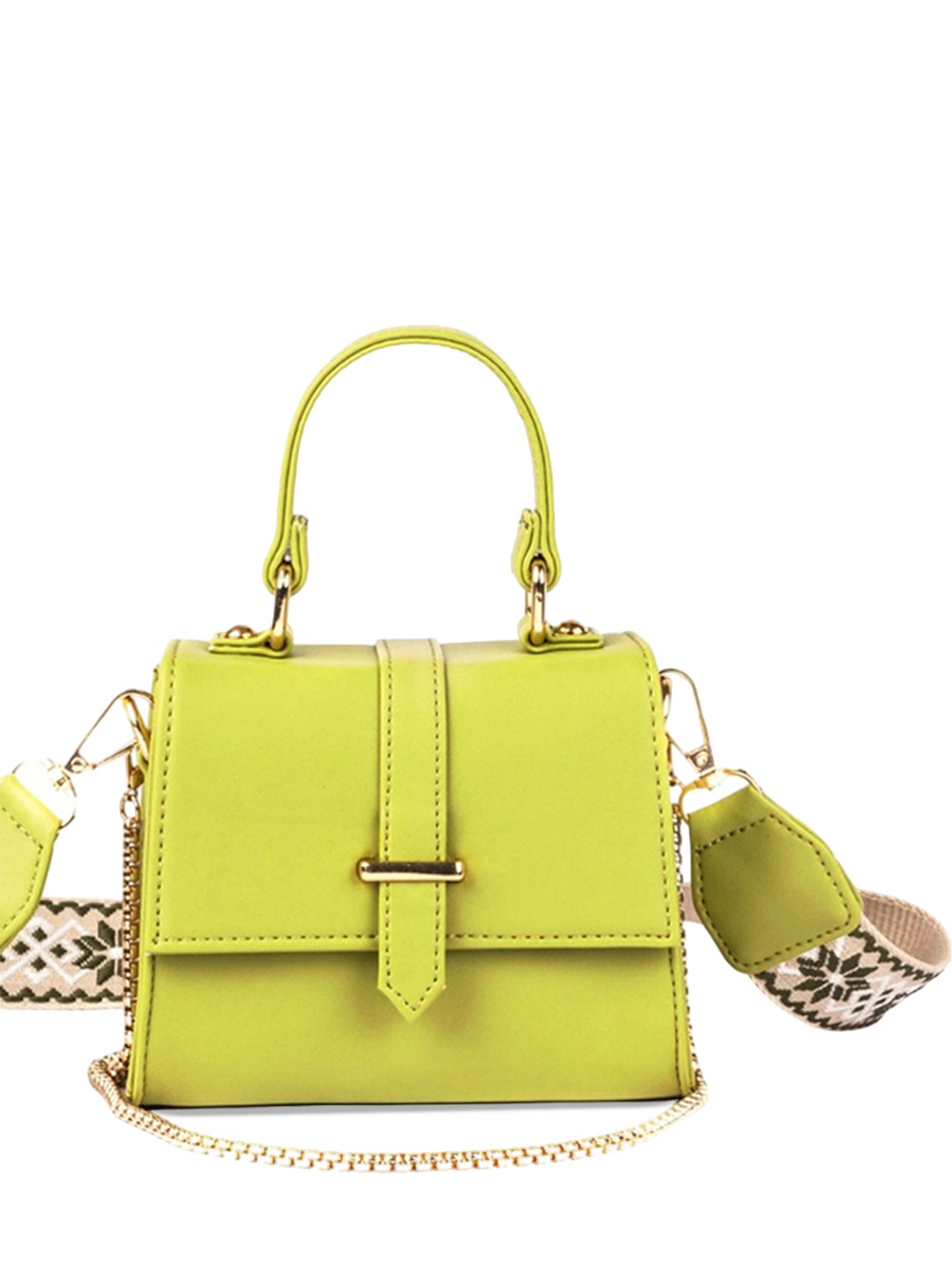 

Strokes by Namrata Mehta PU Sling Bag, Lime green