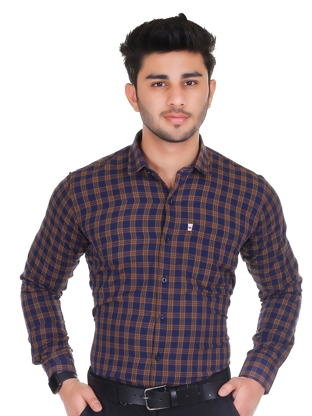 

Marc Laurent Men Comfort Opaque Checked Casual Shirt, Brown