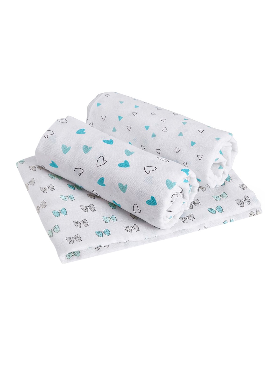 

The White Cradle Infants Set Of 3 Printed Pure Organic Cotton Swaddle, Blue