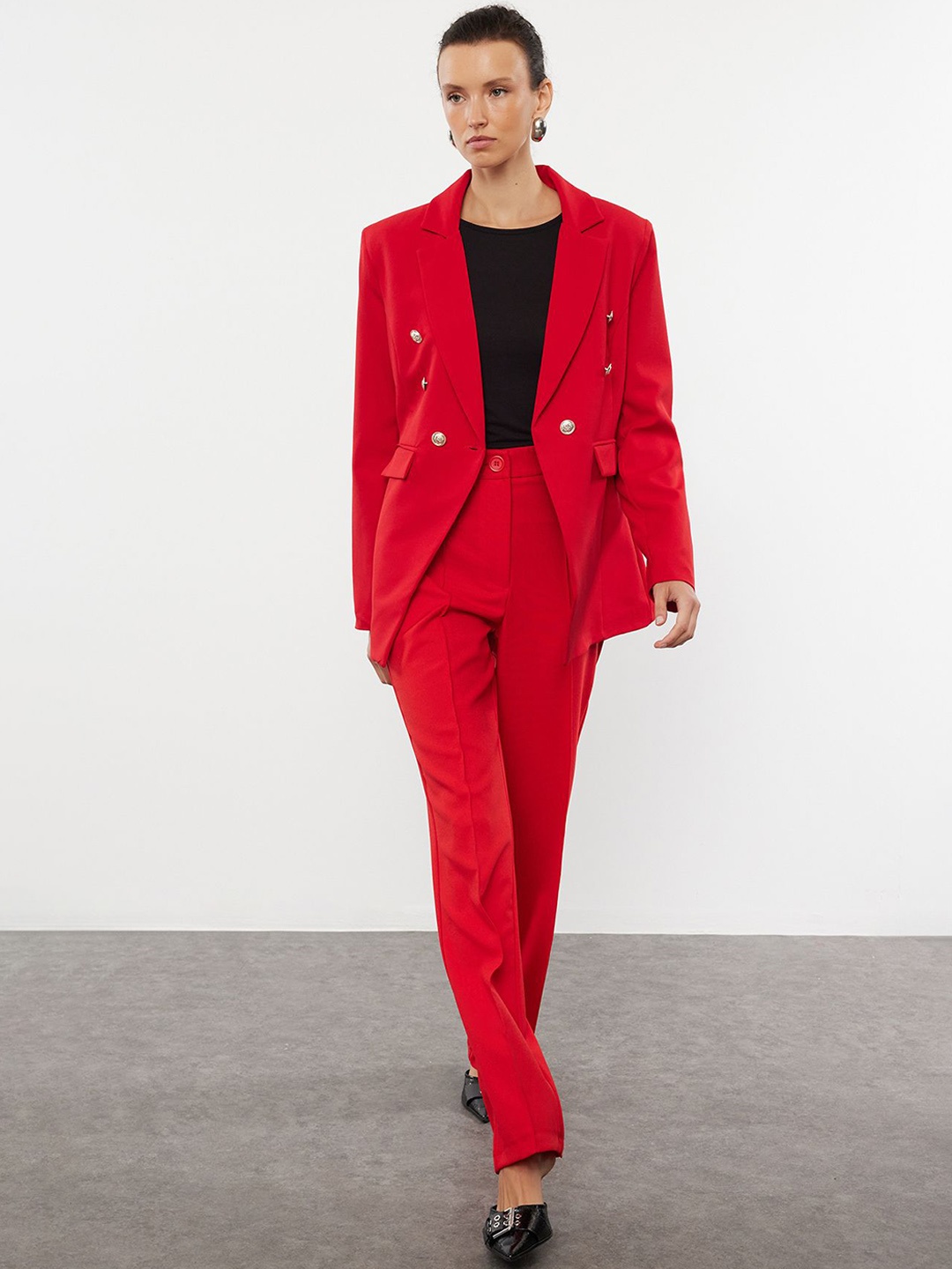 

Trendyol Notched Lapel Collar Single Breasted Blazer, Red