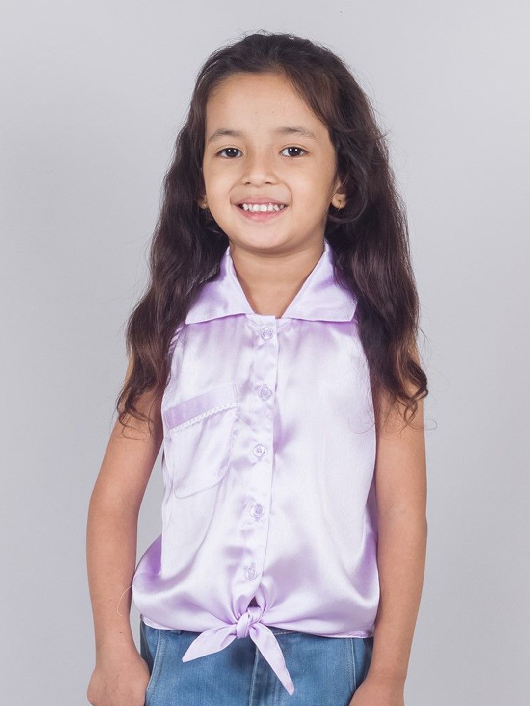 

Tangerine Closet Satin Shirt Style Top, Purple