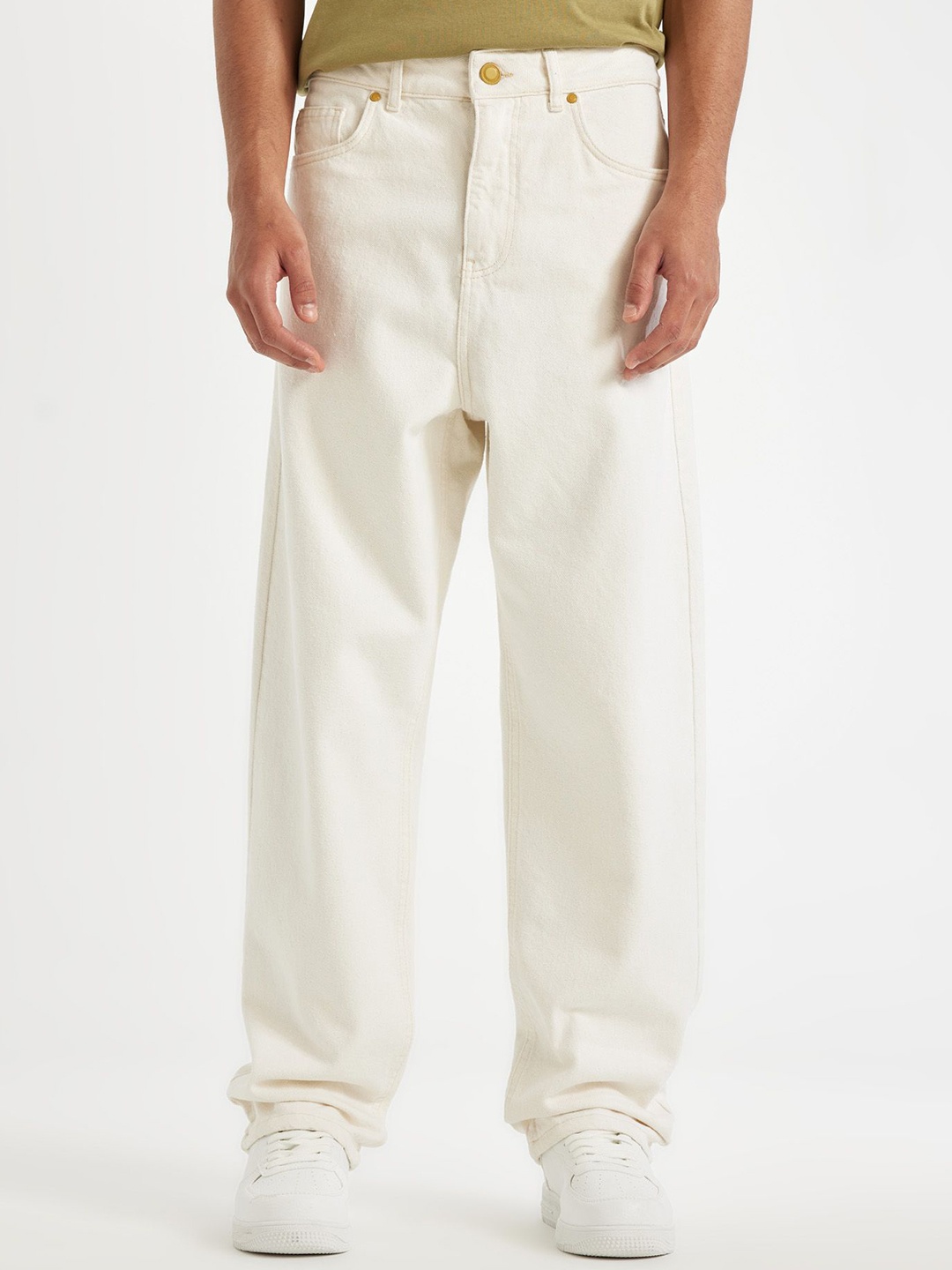 

DeFacto Men Cotton Straight Fit Trousers, White