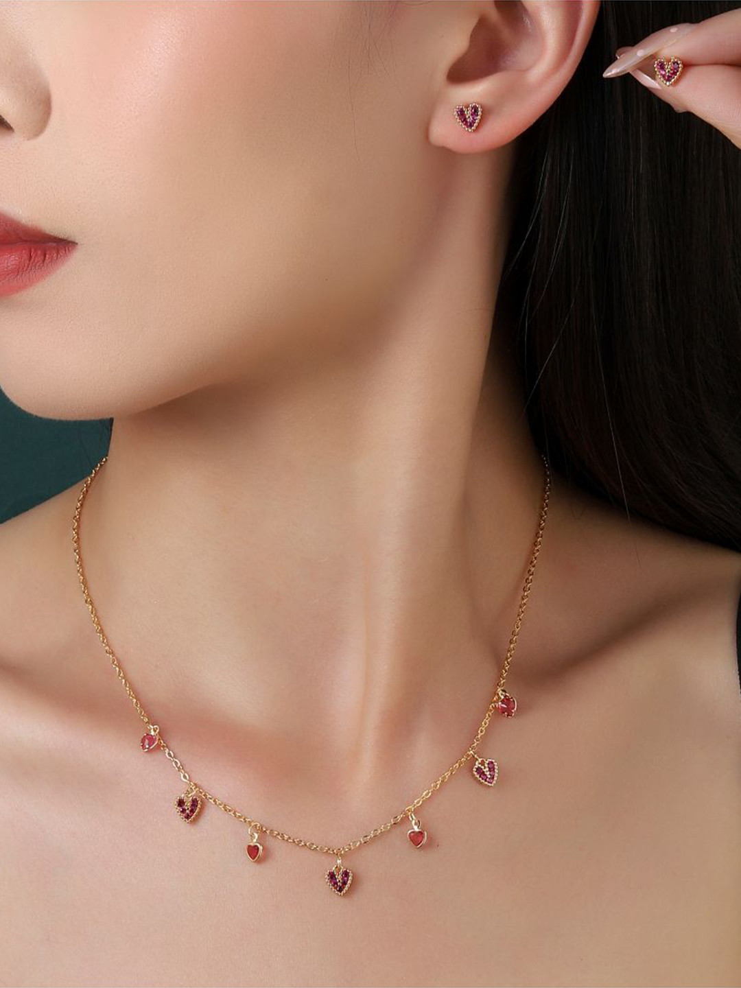 

SALTY Gold Plated Stone Studded Jewellery Set