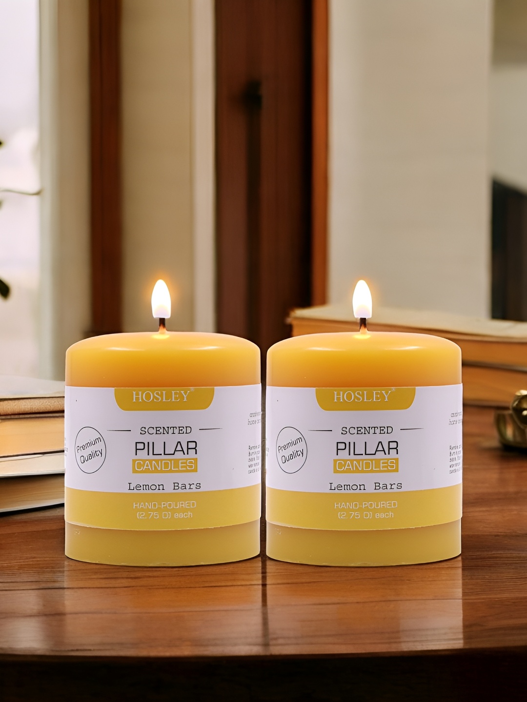 

HOSLEY Yellow 2 Pieces Lemon Bar Scented Pillar Candle