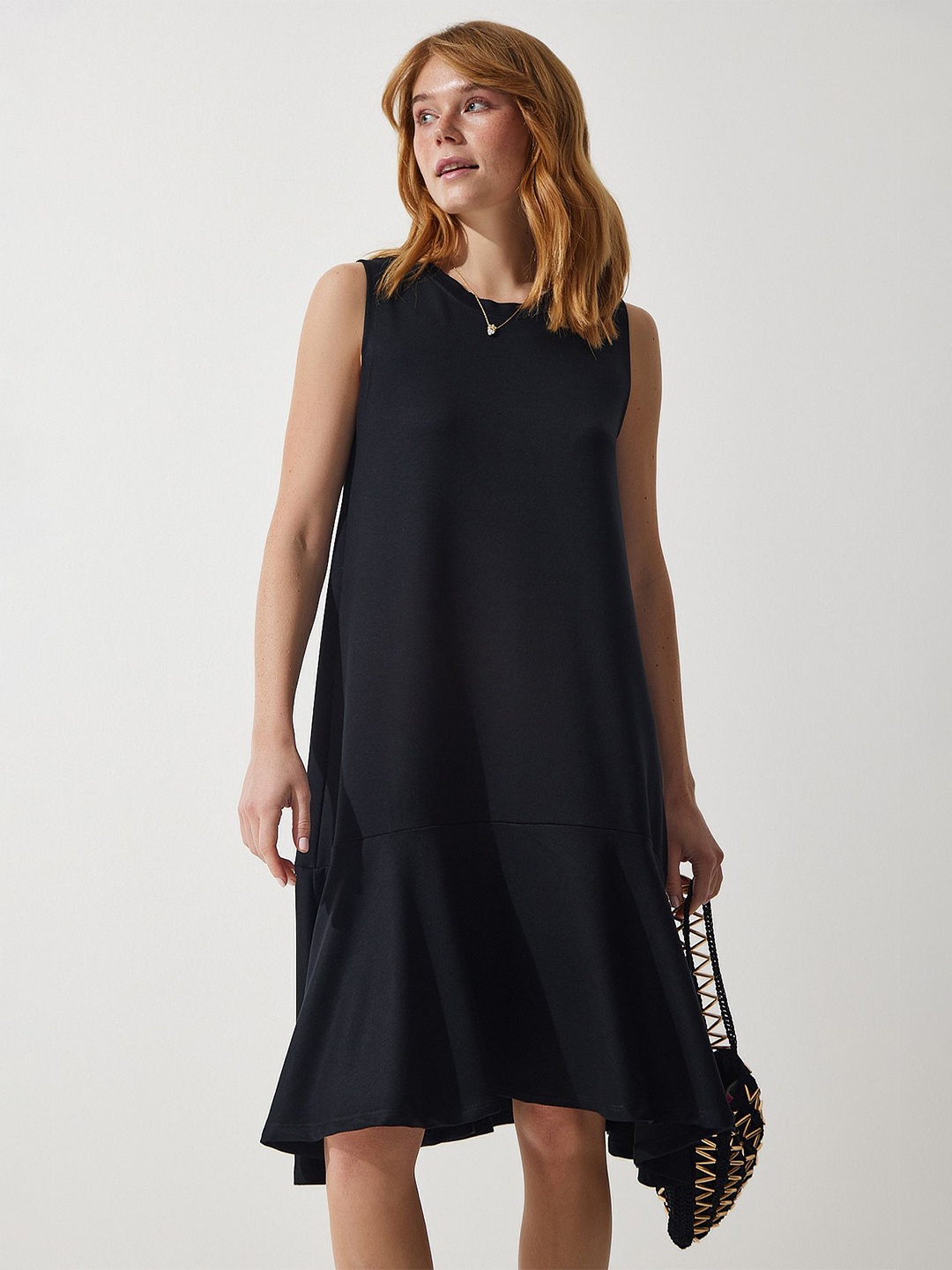 

Happiness istanbul Round Neck A-Line Dress, Black