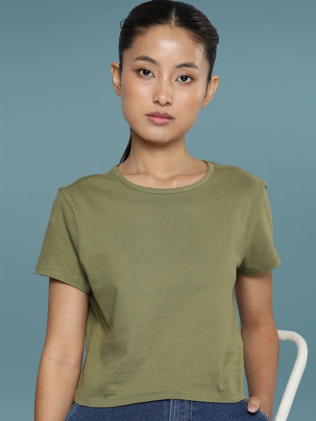 

DressBerry Women Slim Fit T-shirt, Olive