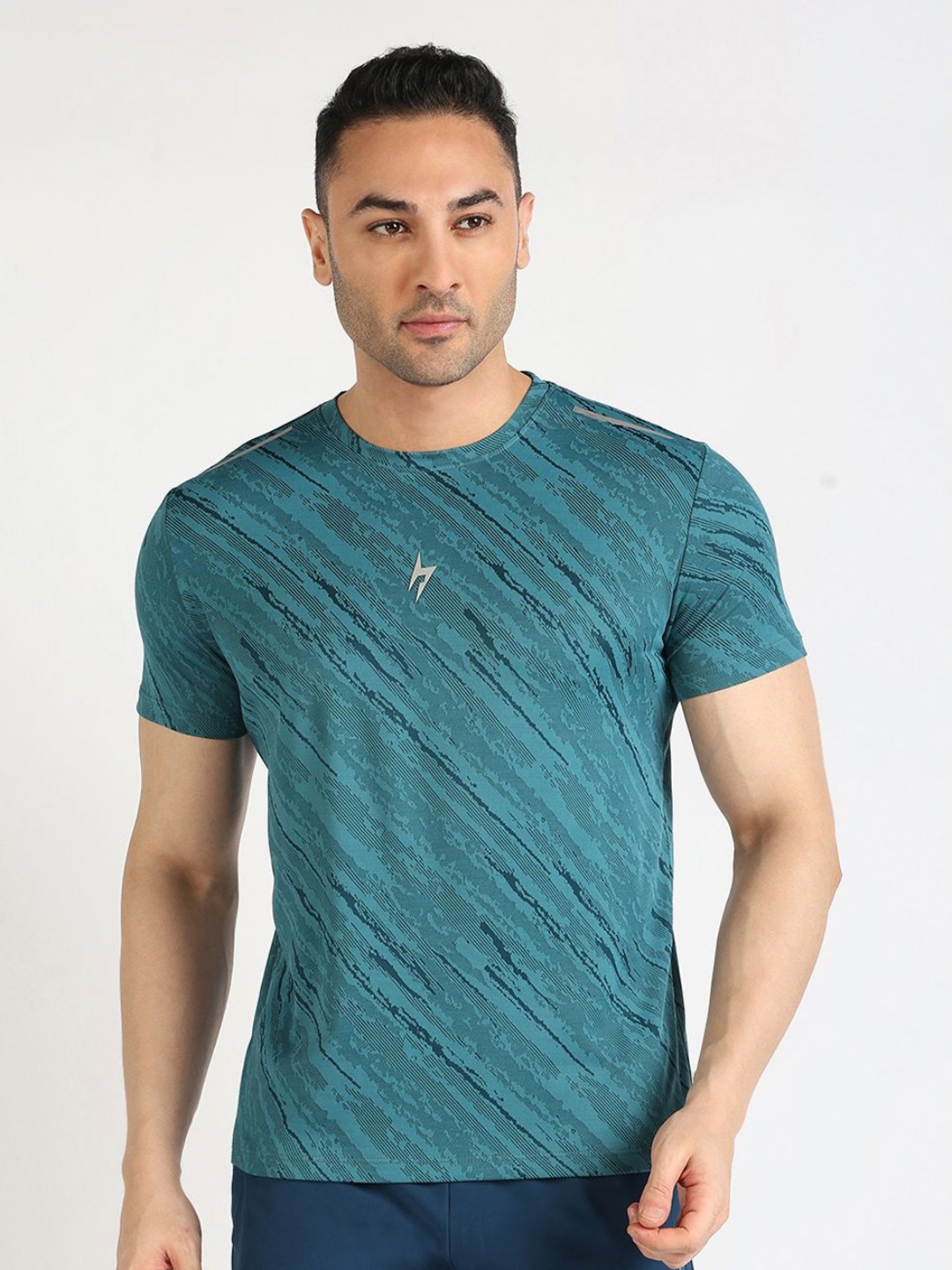

Hardik Pandya Turbo Camouflage Printed Round Neck Moisture Wicking T-shirt, Teal