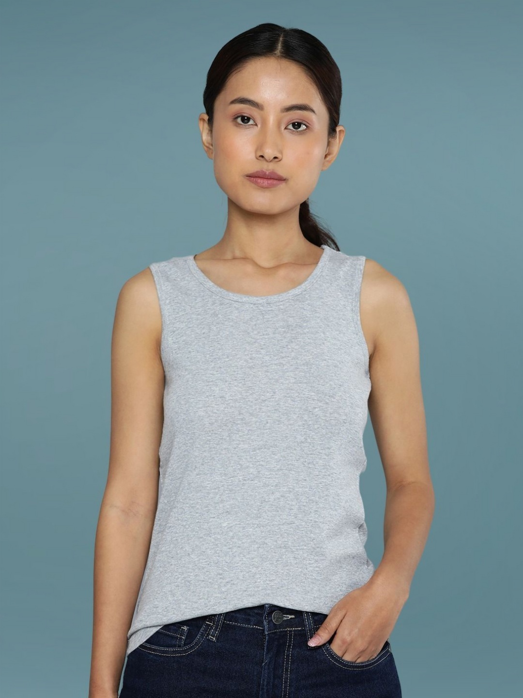 

DressBerry Women Slim Fit T-shirt, Grey melange