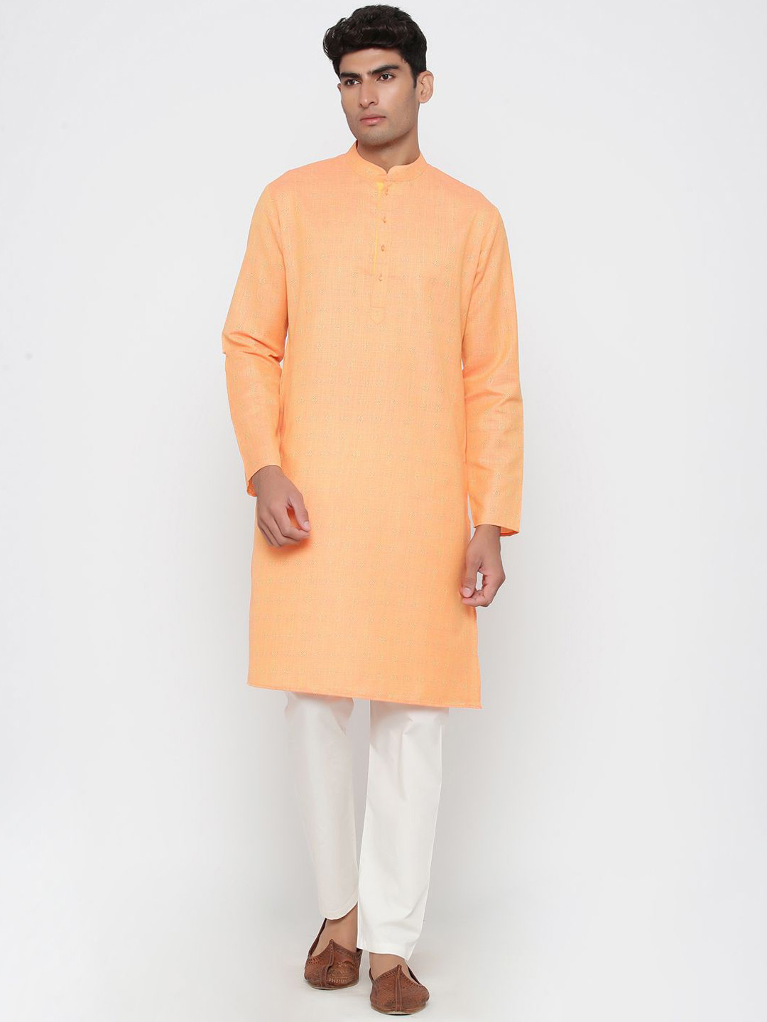 

Tistabene Geometric Woven Design Straight Kurta, Orange