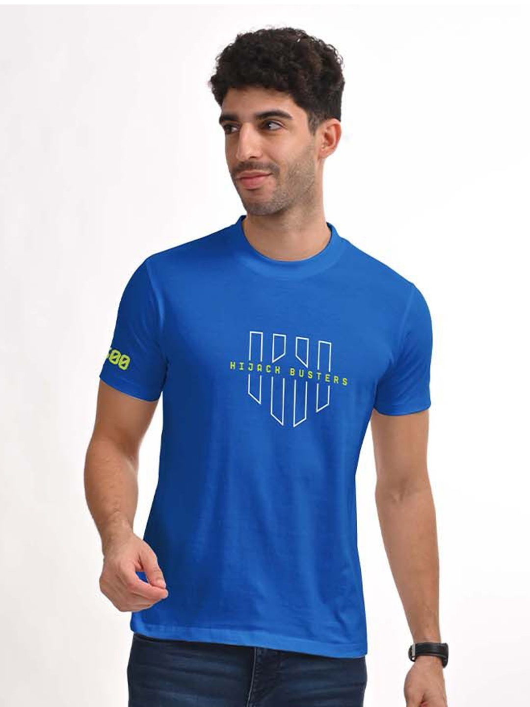 

Aero Armour Unisex Checked Applique T-shirt, Blue