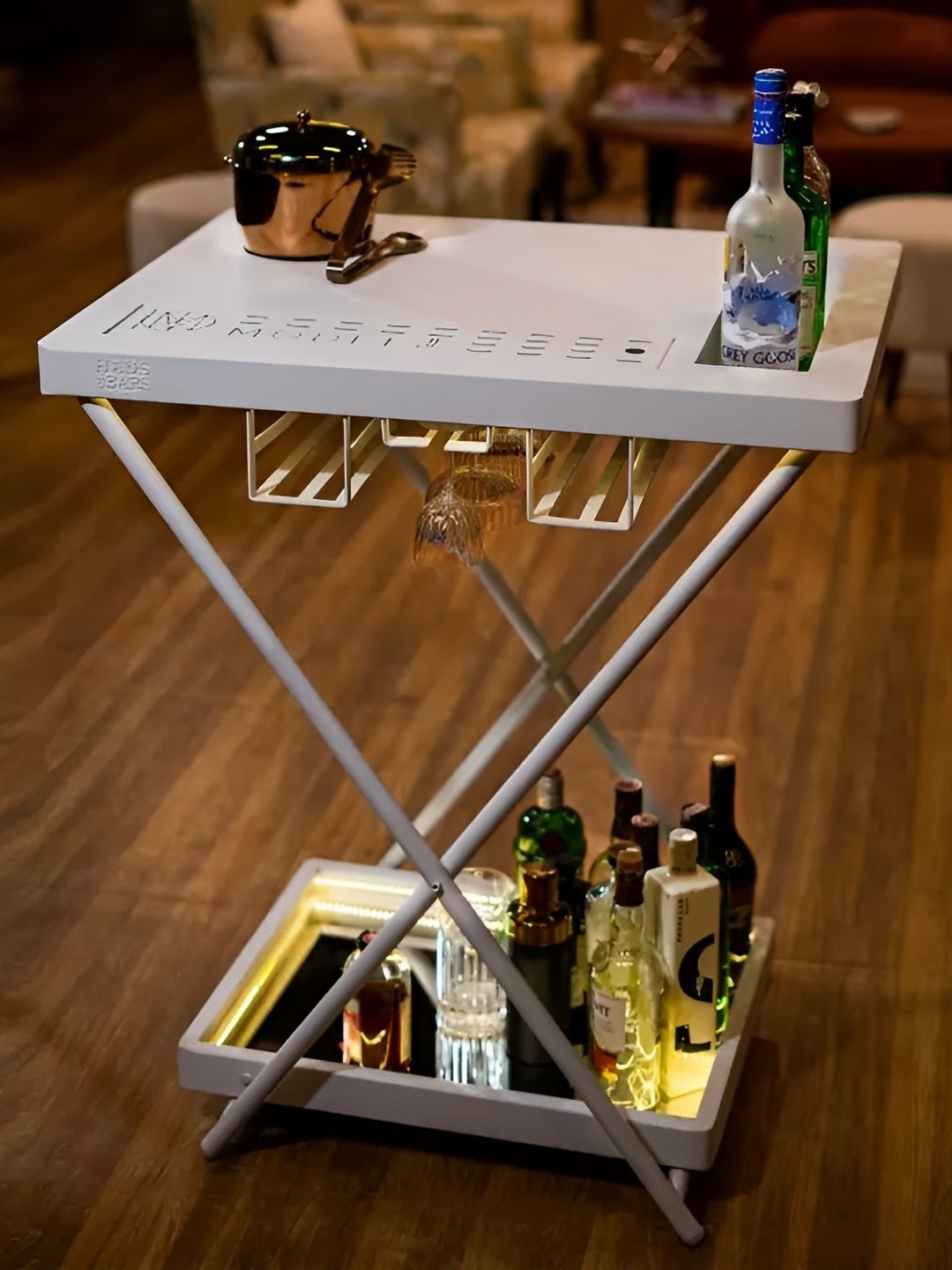 

Haus of Bars Portable and Foldable Bar Cabinet Table, White