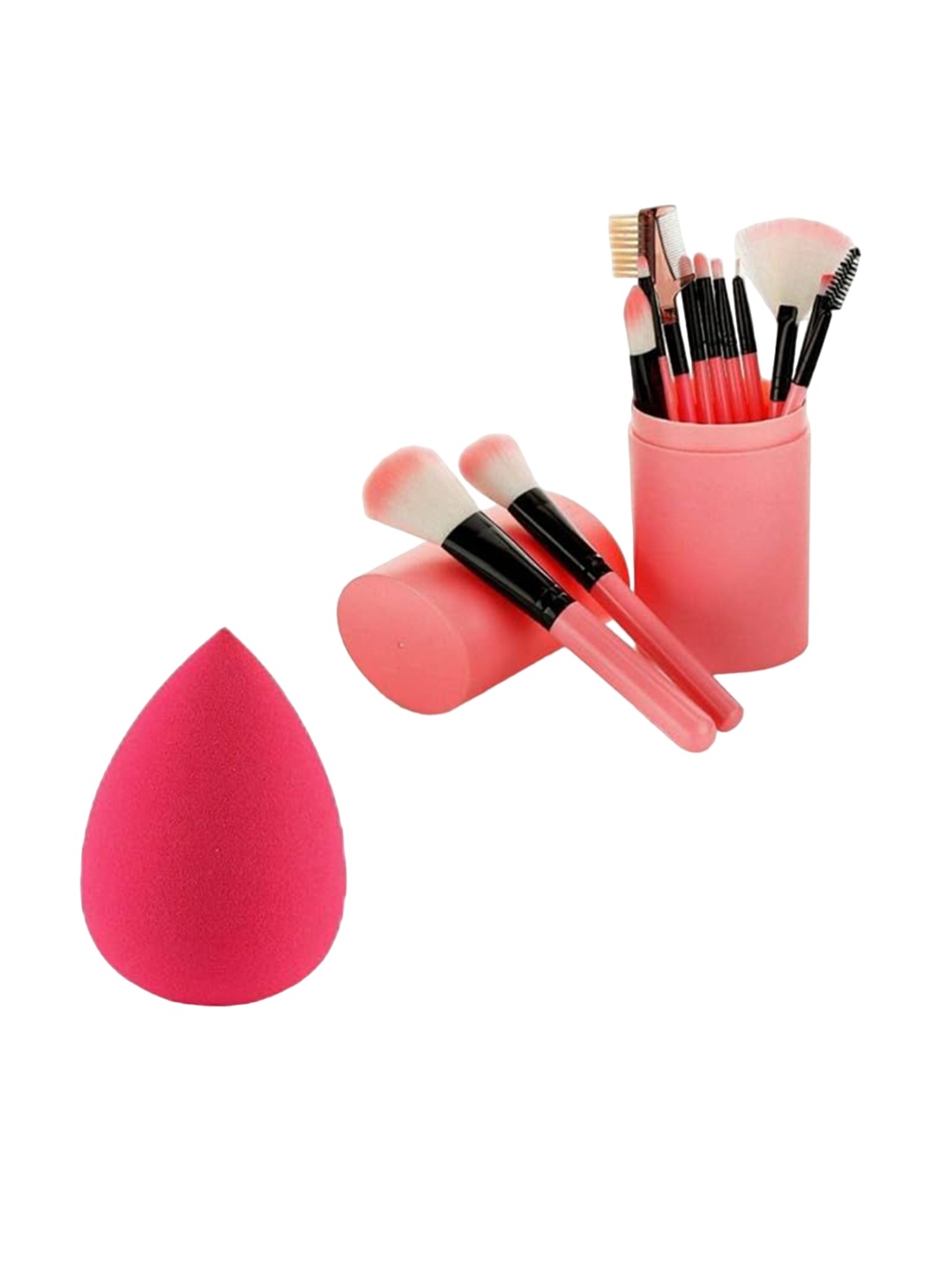 

YELGO Set Of 13 Makeup Brushes With Case & Blender, Pink