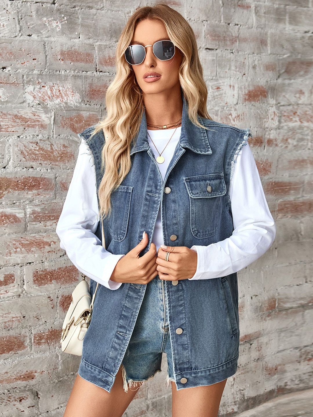 

StyleCast Women Longline Denim Jacket, Blue