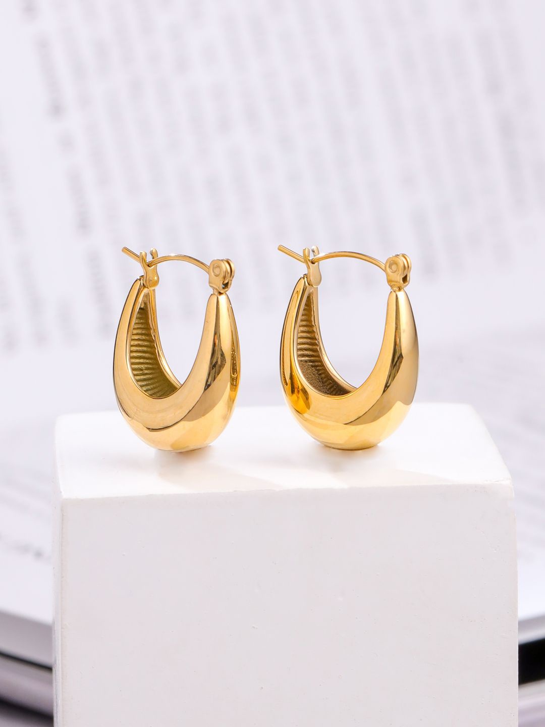 

Mitali Jain 18-k Gold-Plated Contemporary Artificial Stones Hoop Earrings