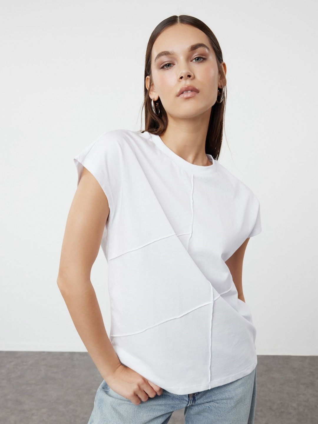 

Trendyol Women Hooded Raw Edge T-shirt, Na