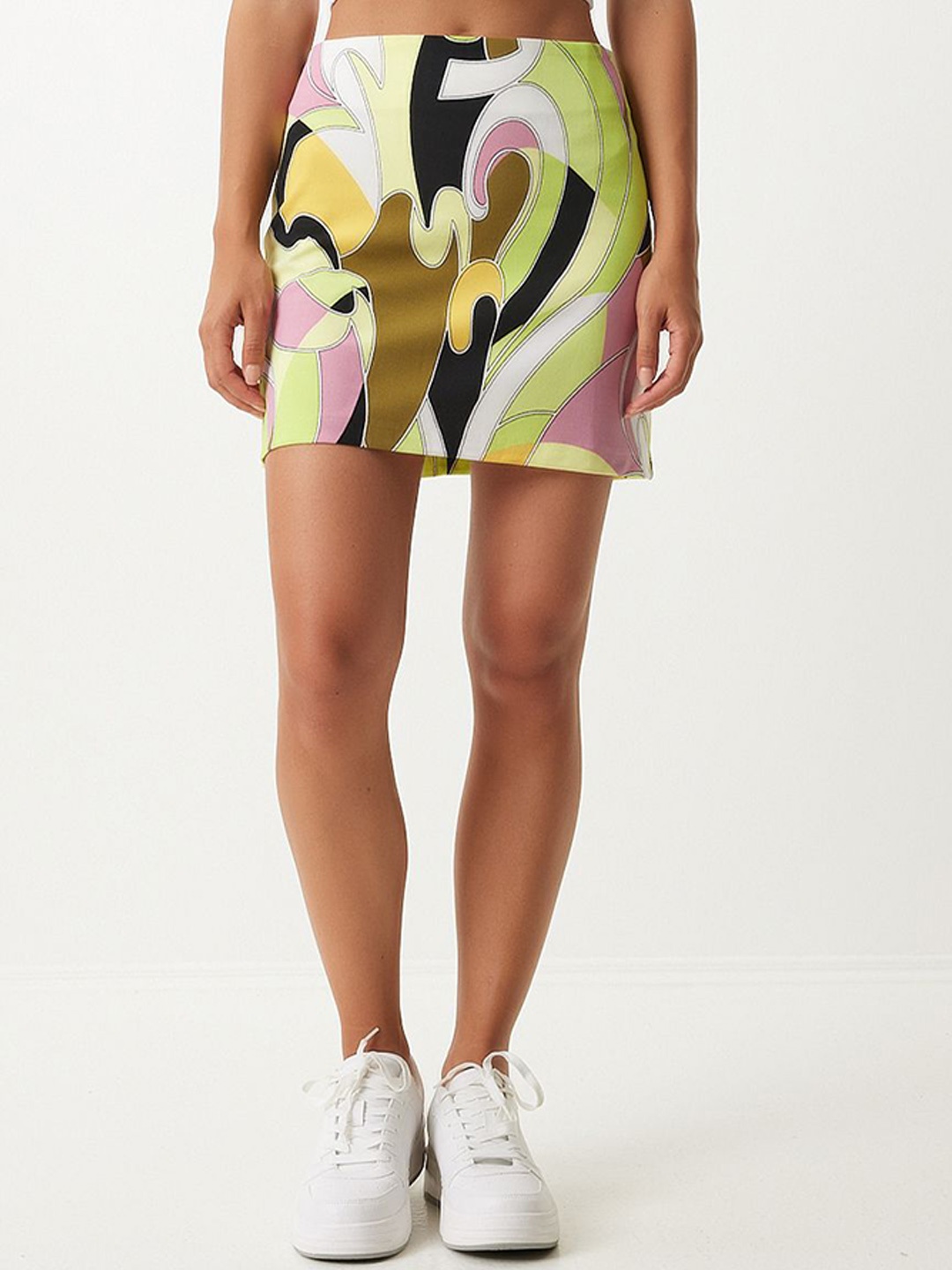 

Happiness istanbul Women Printed A-line Mini Pencil Skirt, Black