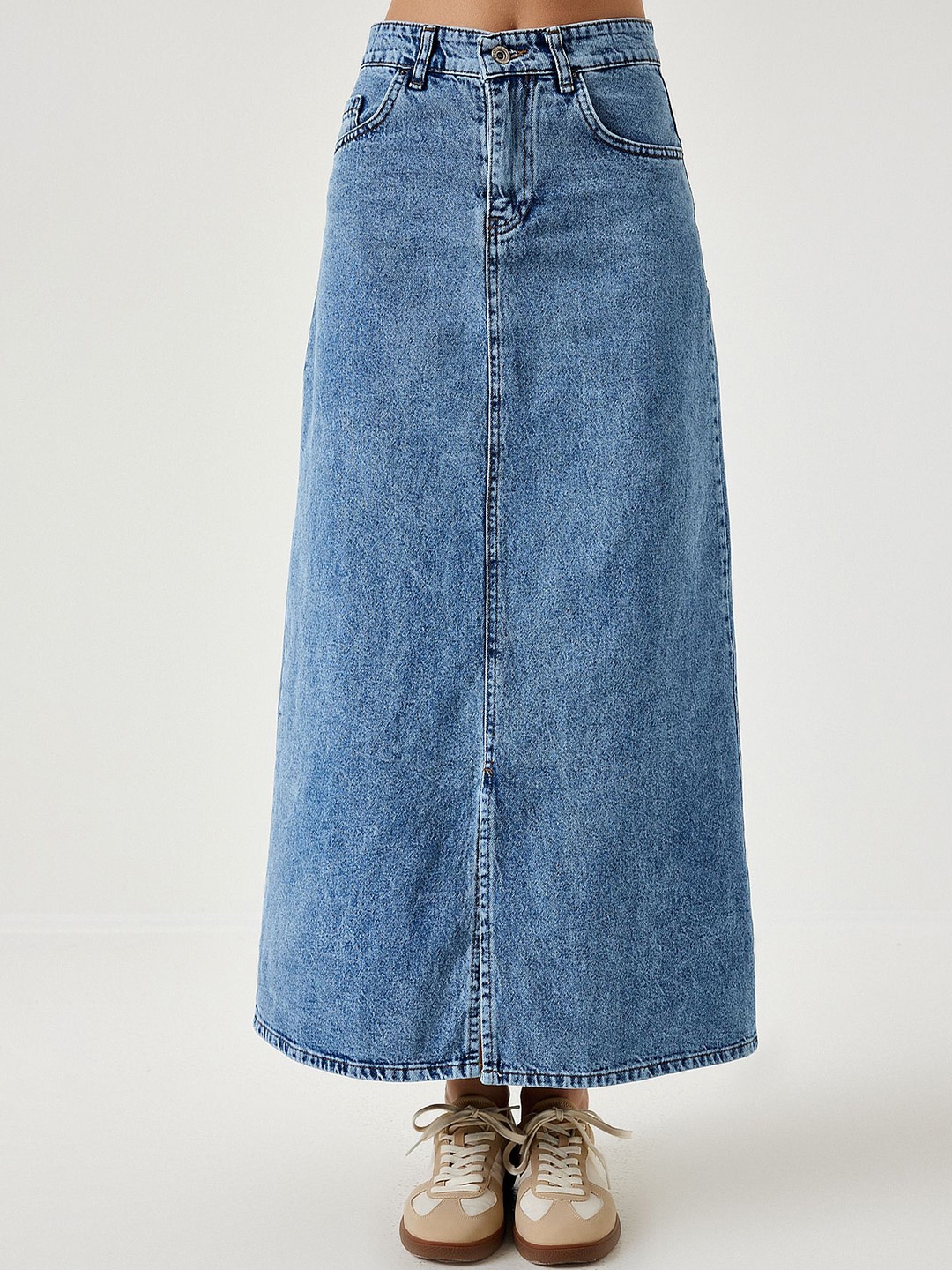 

Happiness istanbul Denim A-line Maxi Skirt, Blue