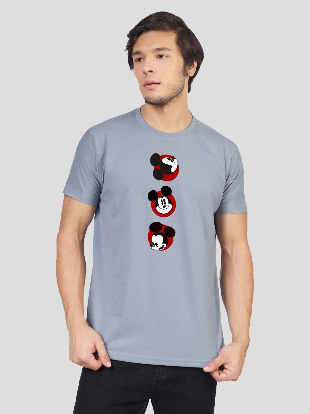 

Greylongg Men Printed Applique T-shirt, Grey