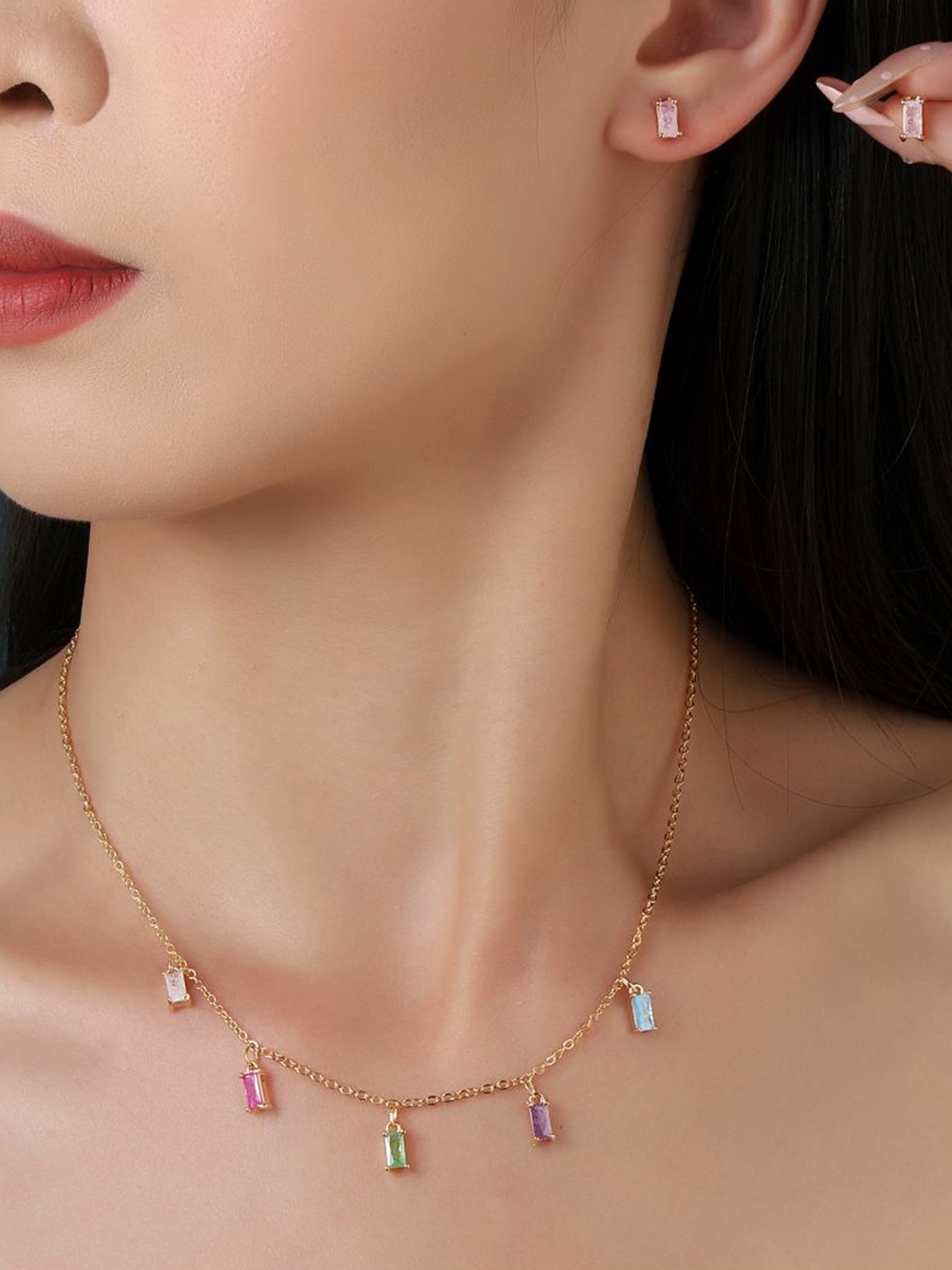 

SALTY Gold-Plated Stone-Studded Lagoon Jewellery Set