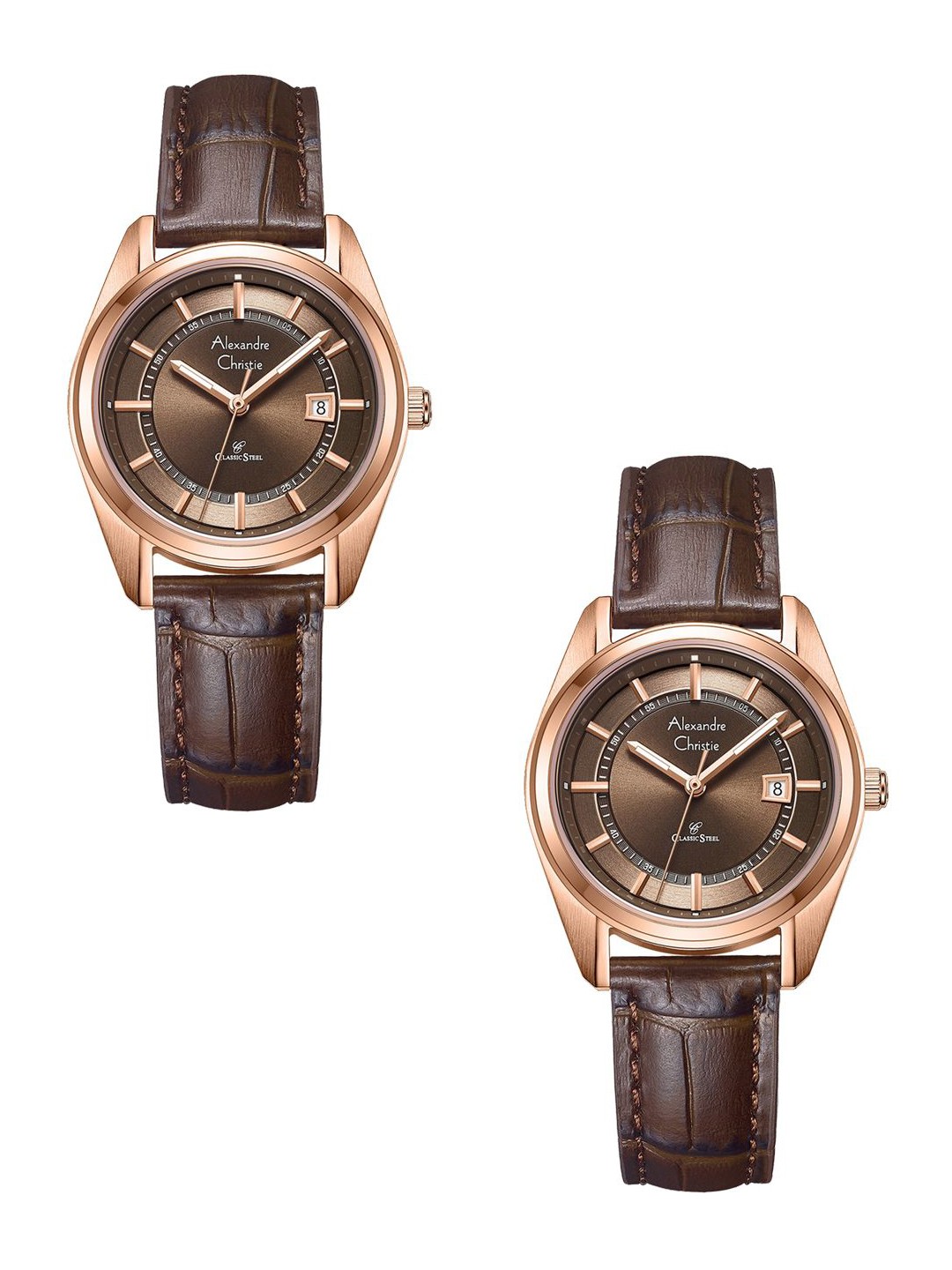 

Alexandre Christie Men Dial & Leather Bracelet Style Straps Analogue Watch 8695MDLDRGBO, Brown